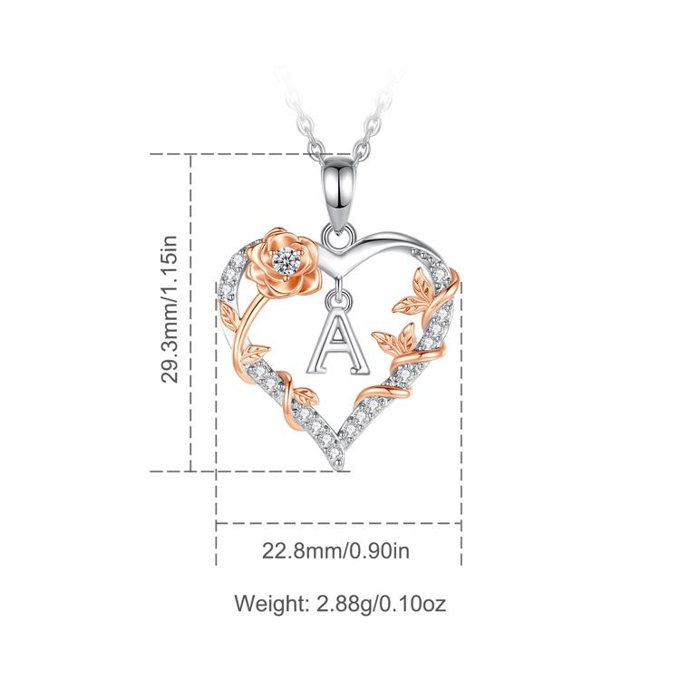 Eudora Flower Initial Heart Necklace, Personalized Rose Gold Plated Letter Pendant, Perfect Valentine’s Day Gift for Her, Meaningful Alphabet Jewelry Eudora Flower Initial Heart Necklace, Personalized Rose Gold Plated Letter Pendant, Perfect Valentine’s Day Gift for Her, Meaningful Alphabet Jewelry