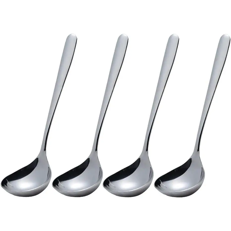 Small Ladles,Sauce,Gravy Soup Spoons Ladles,4 Pack SUS 304 Non-magnetic Stainless Steel 8'' (Color:Silver)