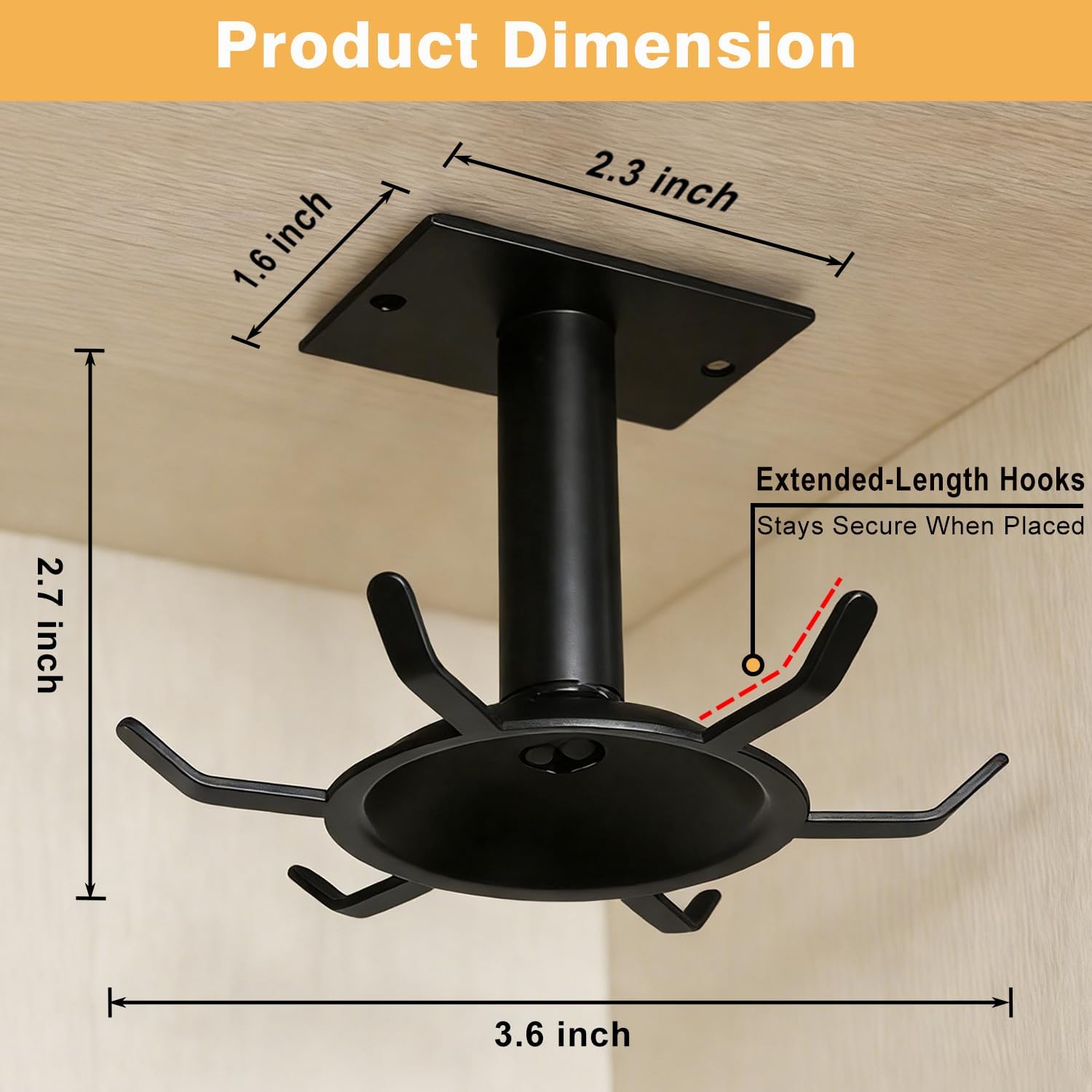 Utensil Hooks, 2 Pack Metal Steel Kitchen Utensil Hangers Rack 360° Rotating Under Cabinet Utensil Hooks Top Mounted with 6 Rotatable Claws for Cabinet Kitchen Bathroom