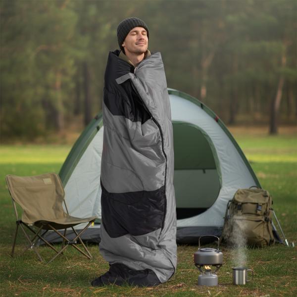 Lightweight Sleeping Bag for Backpacking, Hiking, Waterproof Compact Envelope Sleeping Bag for Cold & Warm Weather, Gray