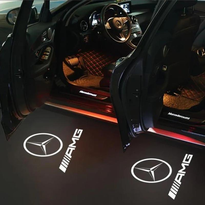 2PCS For Mercedes Benz AMG A B C E Class W205 W176 W177 W246 W212 W213 W166 W167 X253 C117 W117 C205 A205 C207 A207 C218 GLA GLC GLE GLB GLE GLS CLA CLS Auto Accessories LED Car Door Light Logo Welcome Light Projector Lamp Led Car Lights