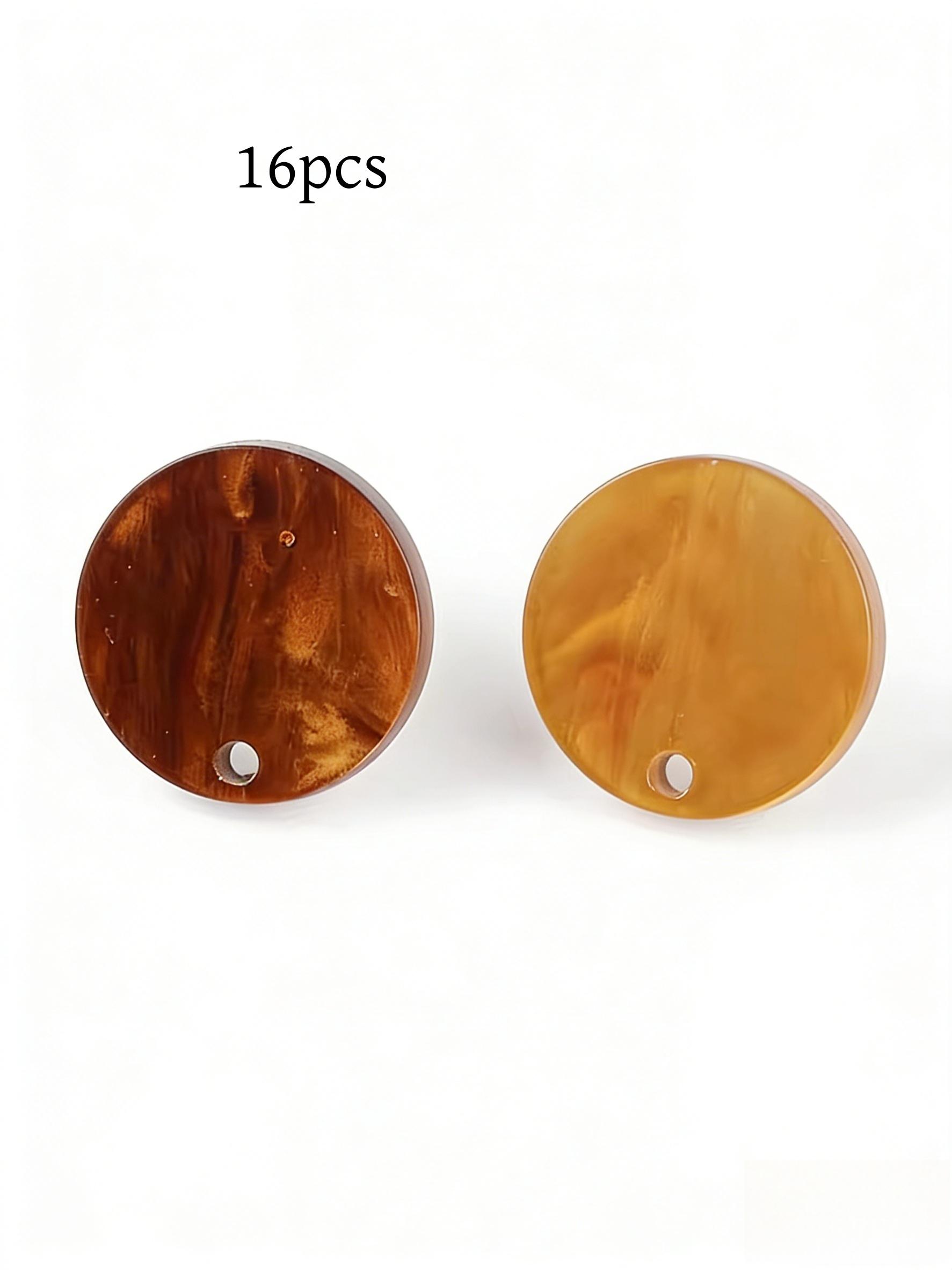 16pcs Luxury Acrylic Earrings DIY Kit, Round Pearl Effect Mixed Colors, Includes Plastic Spiral Caps, Stainless Steel Studs, Perfect Gift