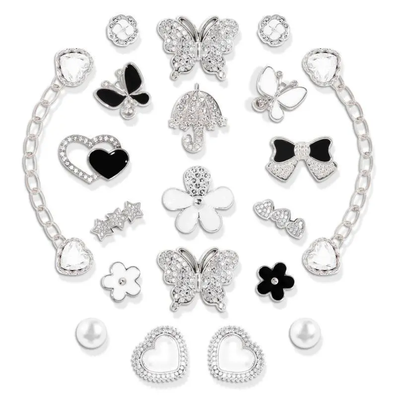 SOGLLQAM Bling Shoe Charms with Sparkle Rhinestones, Butterfly & Flower Shoe Decoration Charms for Women, Cute Shoe Chains for Clogs & Sandals, DIY Shoe Accessories for Everyday Wear, Party & Birthday Gifts