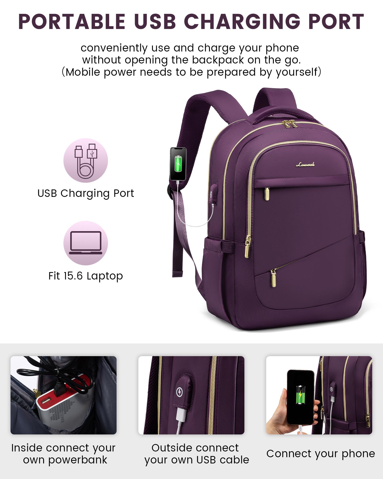 LOVEVOOK  Laptop Backpack with USB Port - Spring Glow Up Lightweight  School Backpack with Laptop Compartment and Anti-Theft Pocket for College,Travel,Teacher, Doctor, Nurse