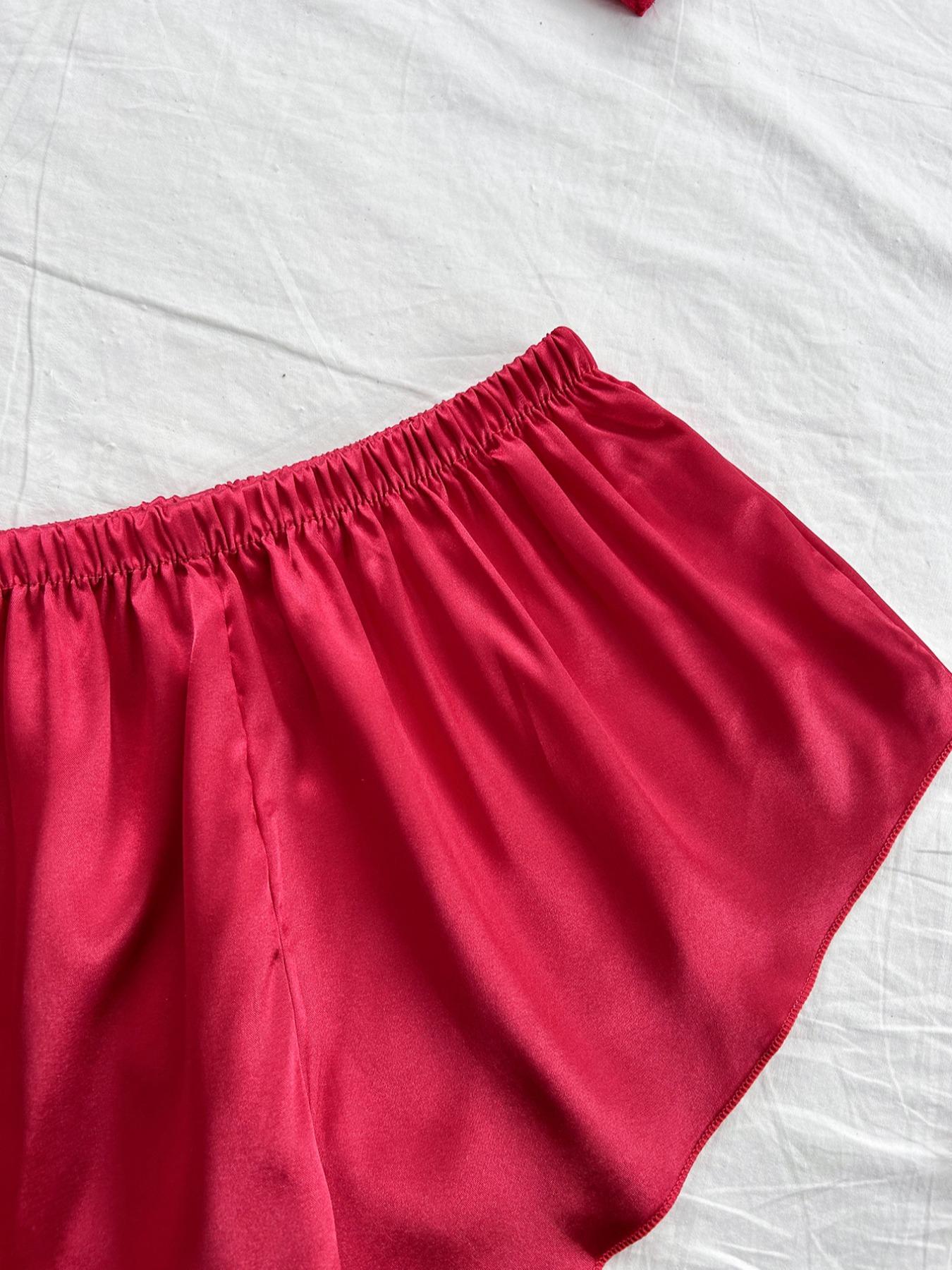 Women's Sheer Mesh Robe Lingerie Set, Sexy Plain Color Spaghetti Strap Shorts Three-Piece Suit, All-Season Fashion Sleepwear for Women