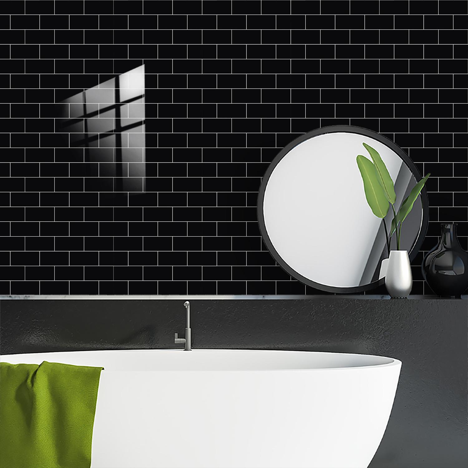 10pcs/20pcs/30pcs Wall Tile Pattern Self-Adhesive Thickened Tiles Stickers, Decorative Wall Sticker, Kitchen Decor, Home Renovation, Floor Decoration, Kitchen Bathroom Decoration, Waterproof Wall Sticker