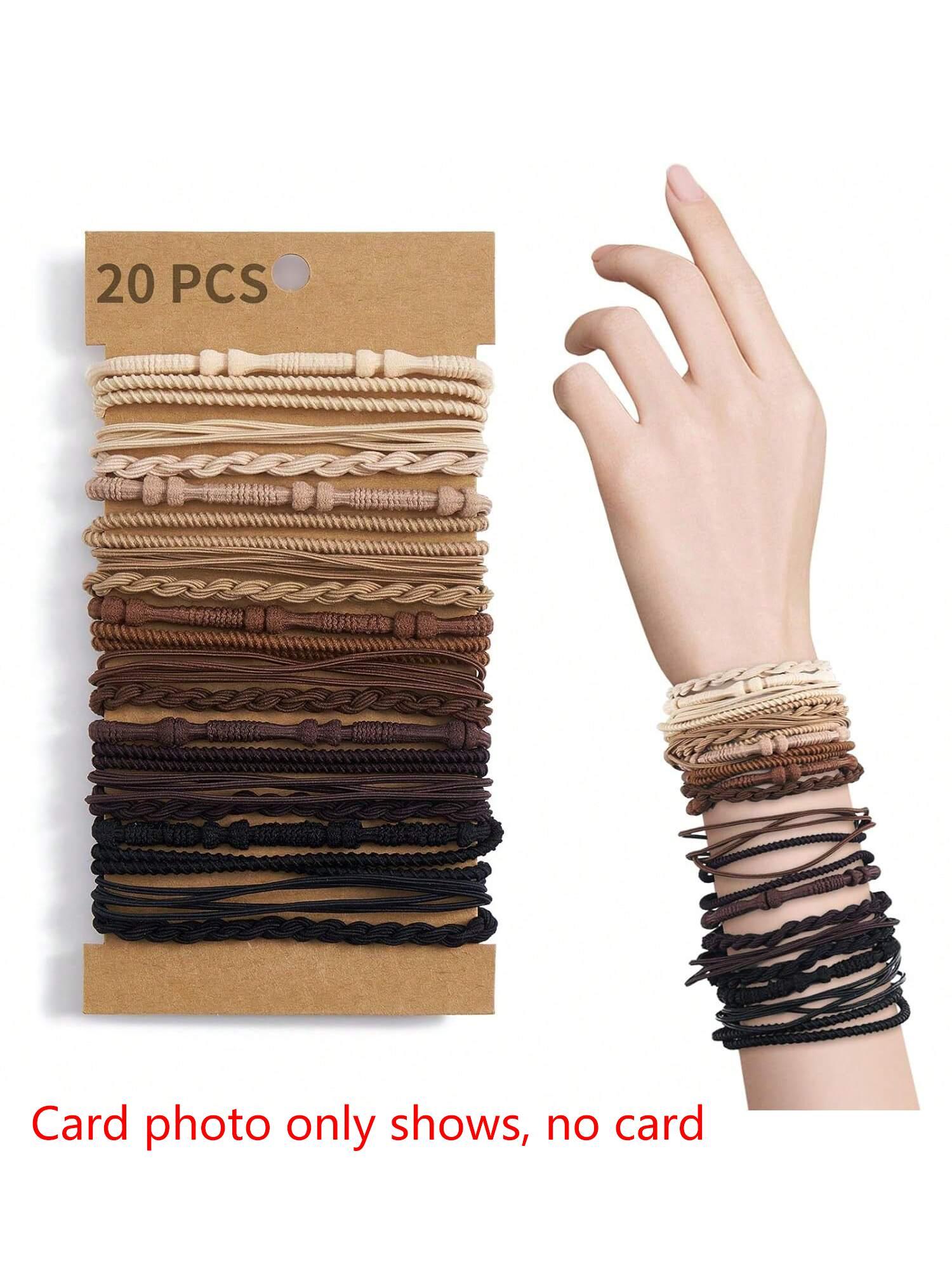 Boho 20pcs Women Bohemian Style Elastic Hair Ties & Bracelets, Multifunctional Soft Hair Ties, Various Styles Ponytail Holder,Dopamine Ponytail Holders Hair Elastics Hair Rubber Bands Scrunchies Hair Rope, Hair Bobbles