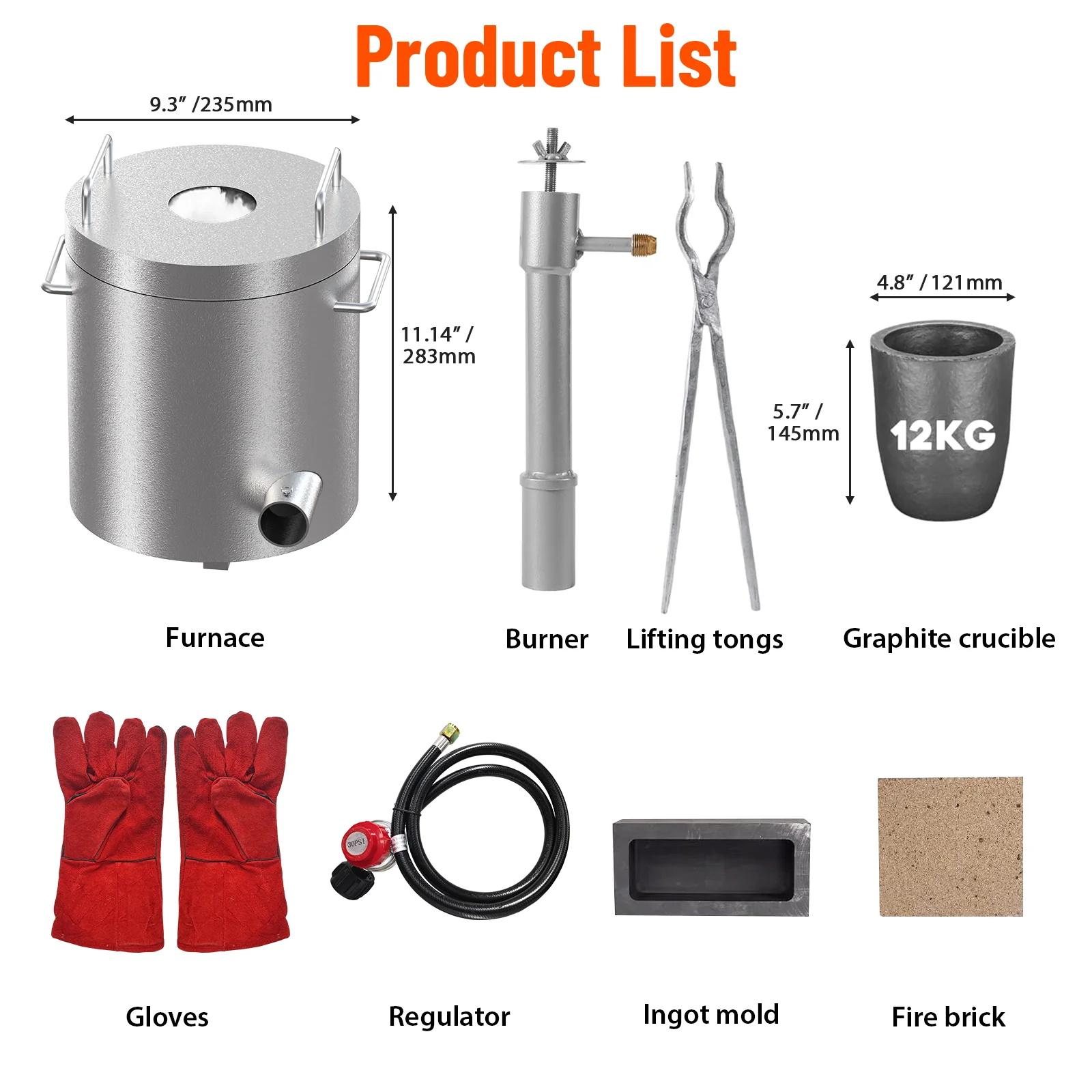 【GARVEE】26Lbs/12KG Propane Melting Furnace Kit - High Temperature 2370°F Metal Foundry Furnace with Large Capacity Crucible and Tong for Melting Copper, Silver, Aluminum, and Gold - Ideal for Beginners 【GARVEE】26Lbs/12KG Propane Melting Furnace Kit - High Temperature 2370°F Metal Foundry Furnace with Large Capacity Crucible and Tong for Melting Copper, Silver, Aluminum, and Gold - Ideal for Beginners
