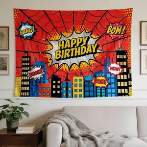 1PC Superhero Tapestry For Room Decor – Horizontal Comic-Themed Poster Featuring Superhero Characters |   Dorm & Bedroom Fabric Decoration |   Themed Wall Hanging For Teens