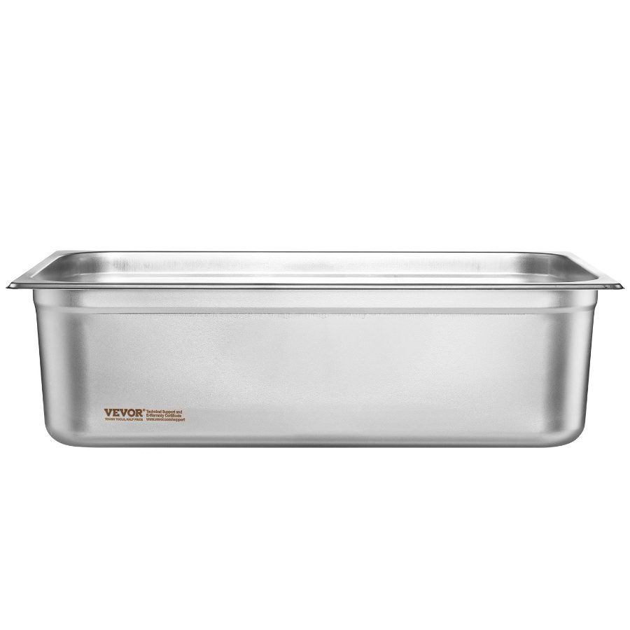 fathersdaygift VEVOR 6 Pack Hotel Pans, Full Size Anti-Jam Steam Pan, 0.8mm Thick Stainless Steel Restaurant Steam Table Pan, 6-Inch Deep Commercial Table Pan, Catering Storage Food Pan, for Industrial Scientific