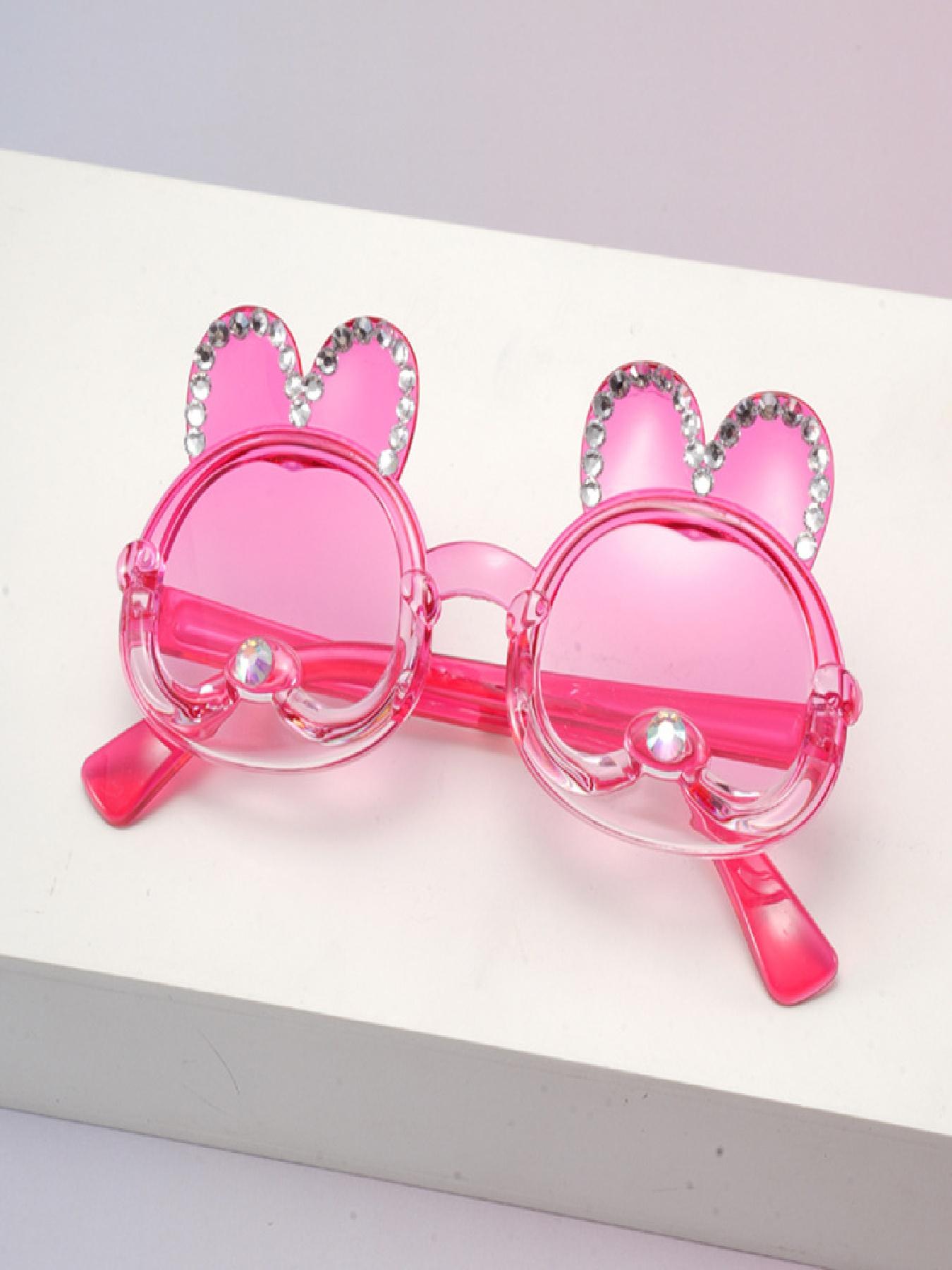 Cute Rabbit Rhinestone Sunglasses, Bow Heart Frame, Gradient Lens, Fashion Casual, Beach Wear, Multiple Colors Available