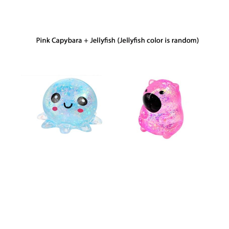 Anxiety Squishies, Fidget Cube Stress Relief, Glitter Octopus Squishy, Slow Rising Squishy Octopus Squeeze Sensory Toys Stress Ball for Adults Kids Relaxation, Cute Small Relief Toys Soft Rebounding StressBalls Party Favors for Birthday Holiday