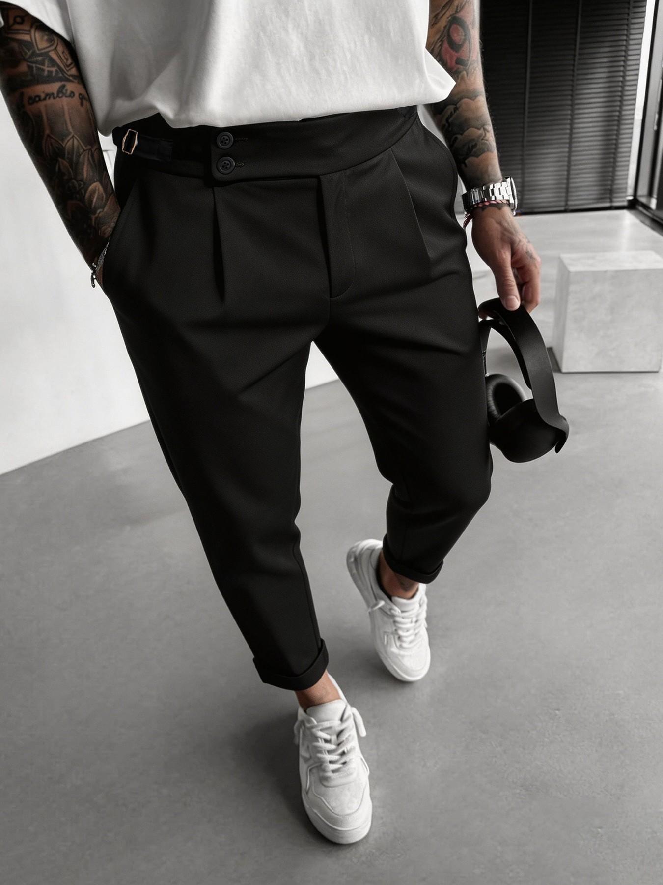 Men's Four-Season Suit Pants, Wrinkle-Free Casual Business Long Pants, /blue/, Fitted Ankle-Length Design, Office/wedding Wear, Formal Wear, Menswear, Fabric