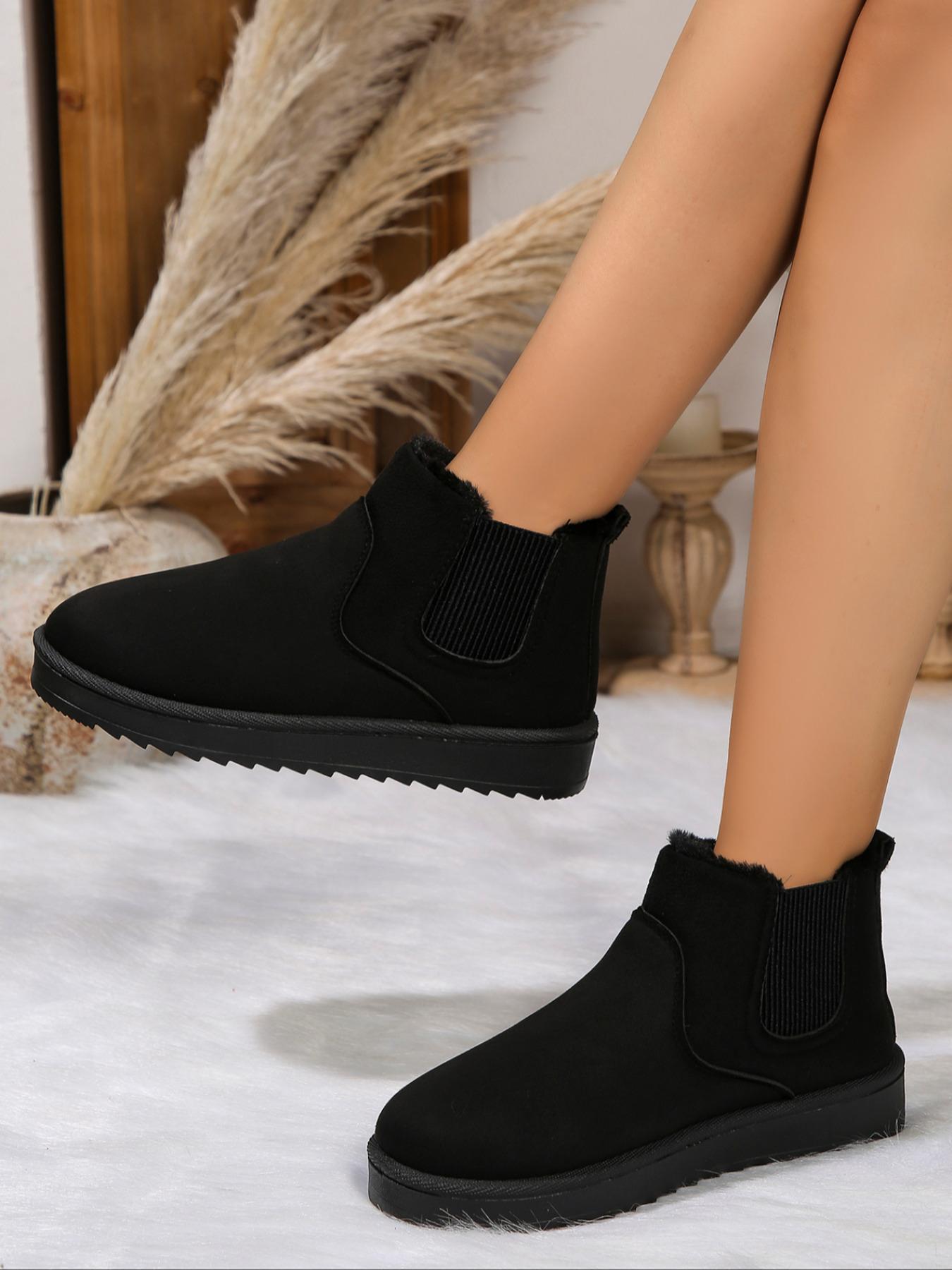 Women's Winter Casual Ankle Boots, Thick Sole Snow Boots, Warm Home & Outdoor Use, Fashionable Round Toe Short Boots, Winter Shoes