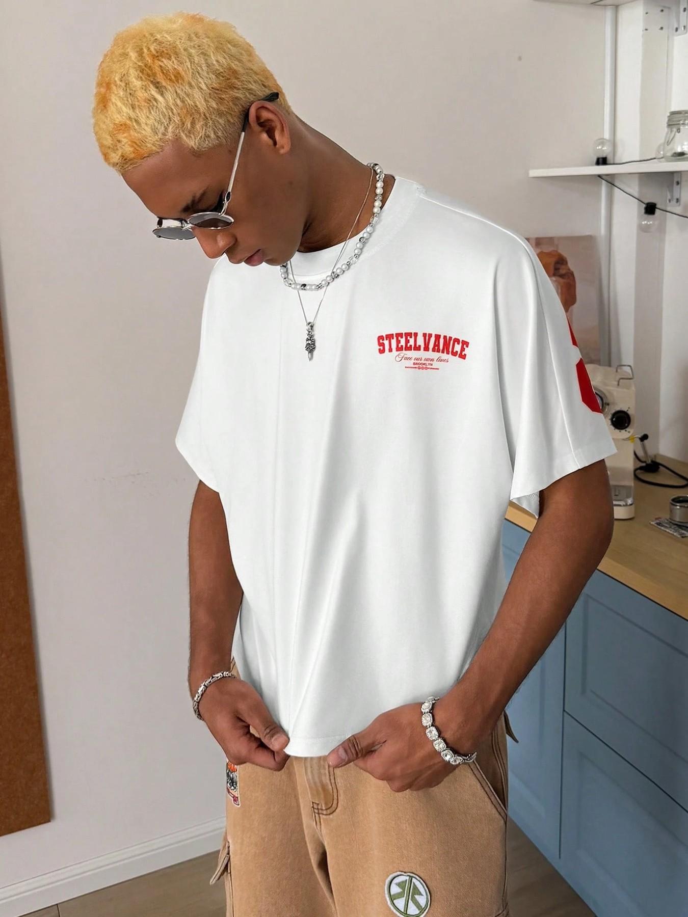 Men's Batwing Sleeve Round Neck T-Shirt, Casual Long Top, Plain Pattern, Streetwear, Gift for Boyfriend, Couples' Fashion