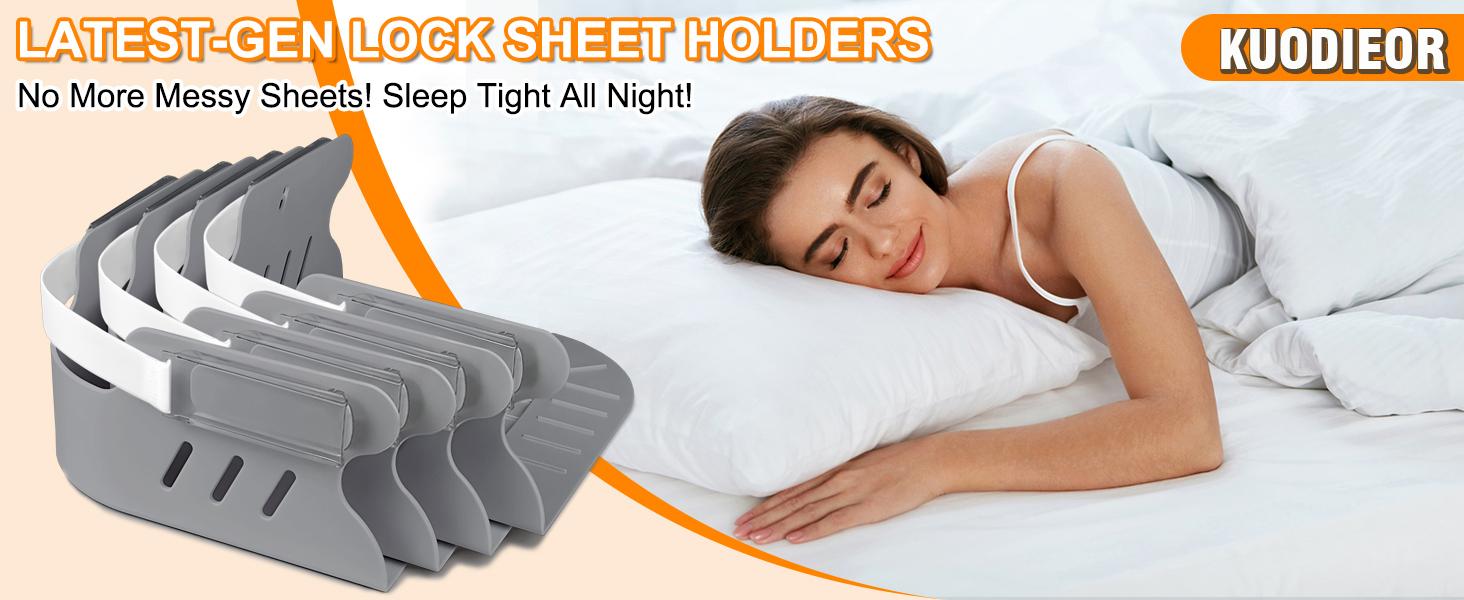 Bed Sheet Holders for Corners, Duty Fitted Sheet Holder with Lock Fastener Straps &Anti-Slip Pads Keep Sheets Firm&Tight, No More Loose Sheets, Easy Installation for Any Mattress Sizes(Set of 4) Bed Sheet Holders for Corners, Duty Fitted Sheet Holder with Lock Fastener Straps &Anti-Slip Pads Keep Sheets Firm&Tight, No More Loose Sheets, Easy Installation for Any Mattress Sizes(Set of 4)