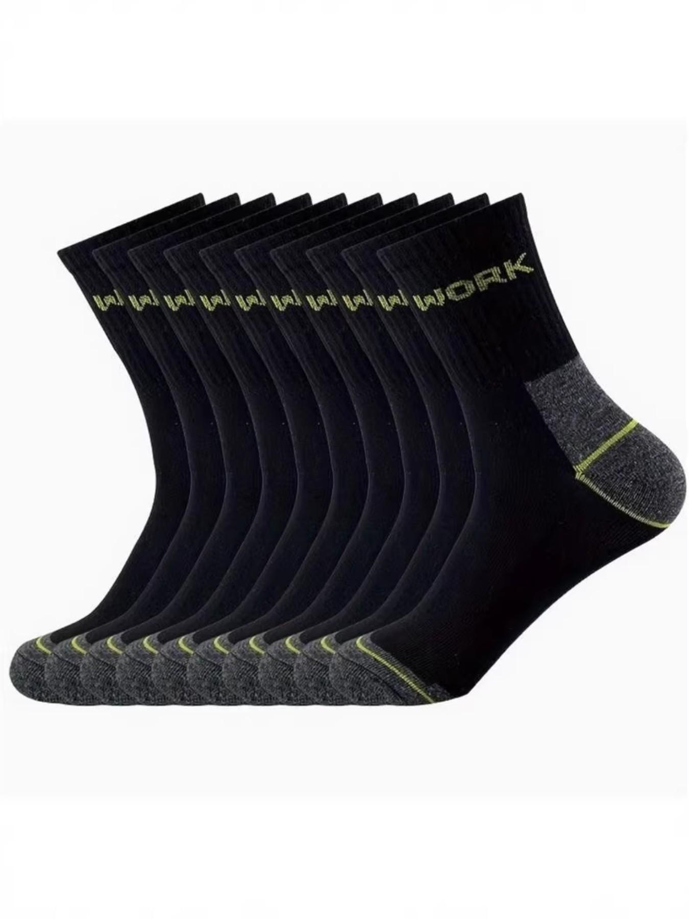 20 Pairs Value Pack Men's Youth Big Size Crew Socks , Work Letter Color Block Moisture Wicking Breathable Basketball Casual Socks