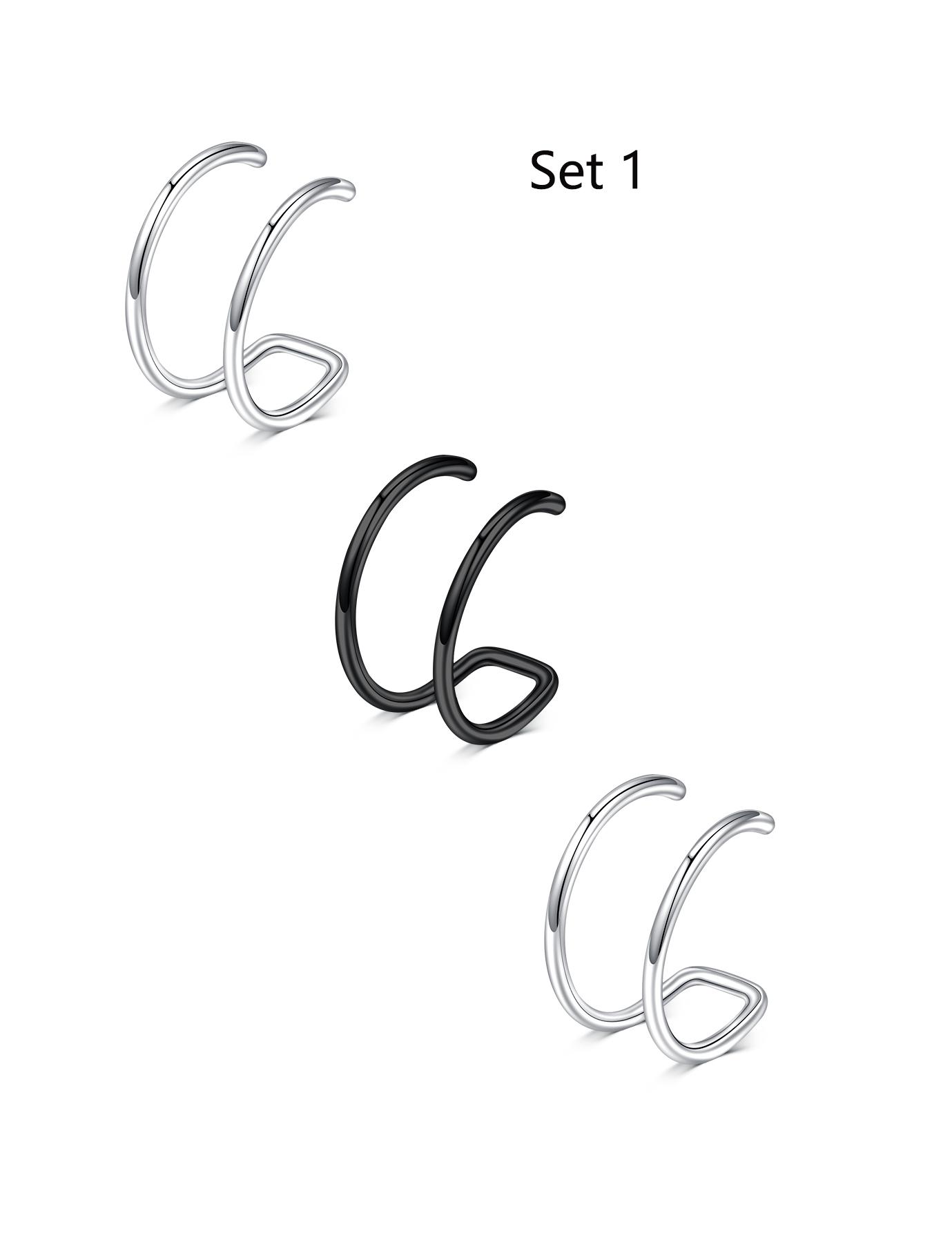 Stainless Steel Women's Fake Ear Cuffs, Golden/Silvery/Black, No Piercing Needed, Daily Wear Jewelry for Men & Women Earcuff