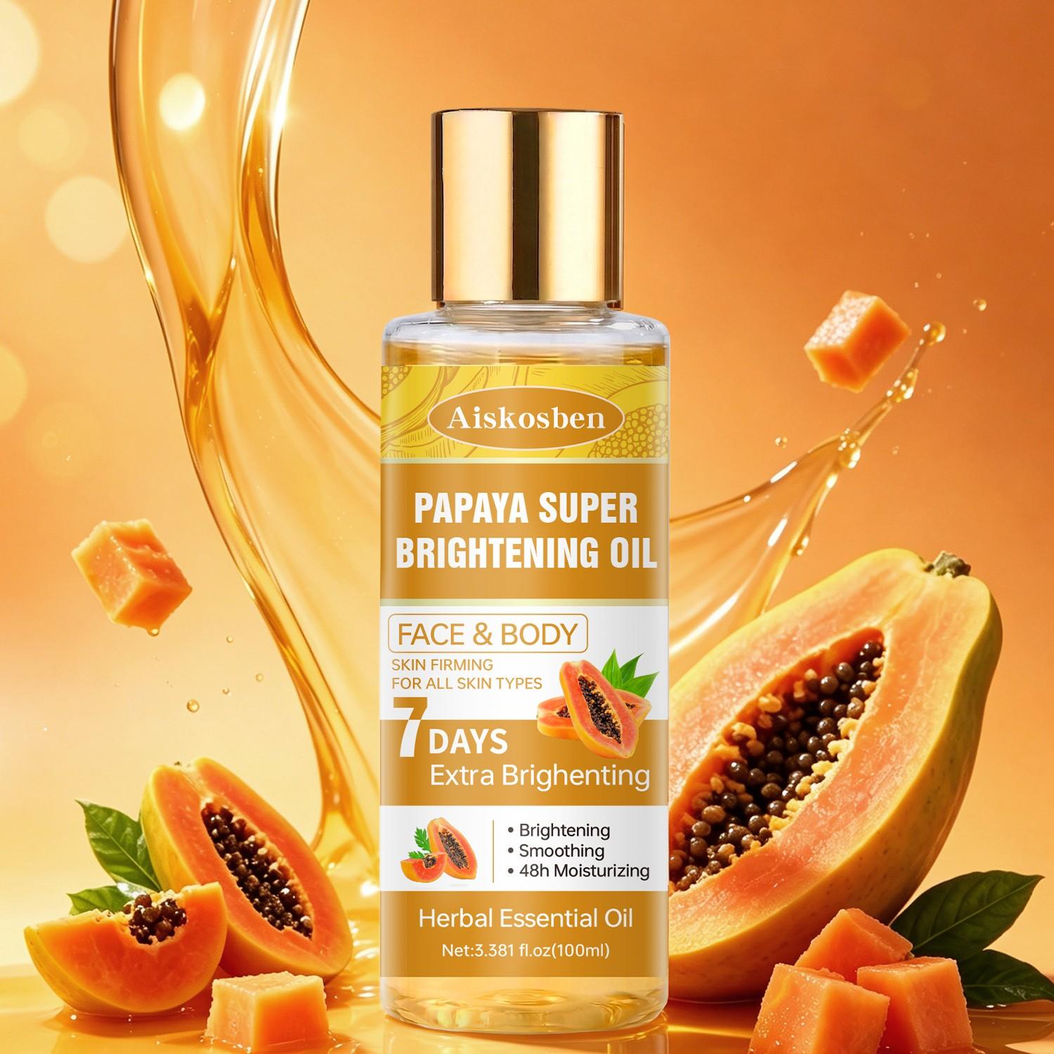 Aiskosben Papaya Firming Brightening Moisturizing Essence Oil, Contains Retinol + Vitamin C, Improves Fine Lines, Hydrates 48 Hours, Advanced Face Serum Brightening Serums, Brightening Anti Aging, Anti Wrinkle Essence, 100ML
