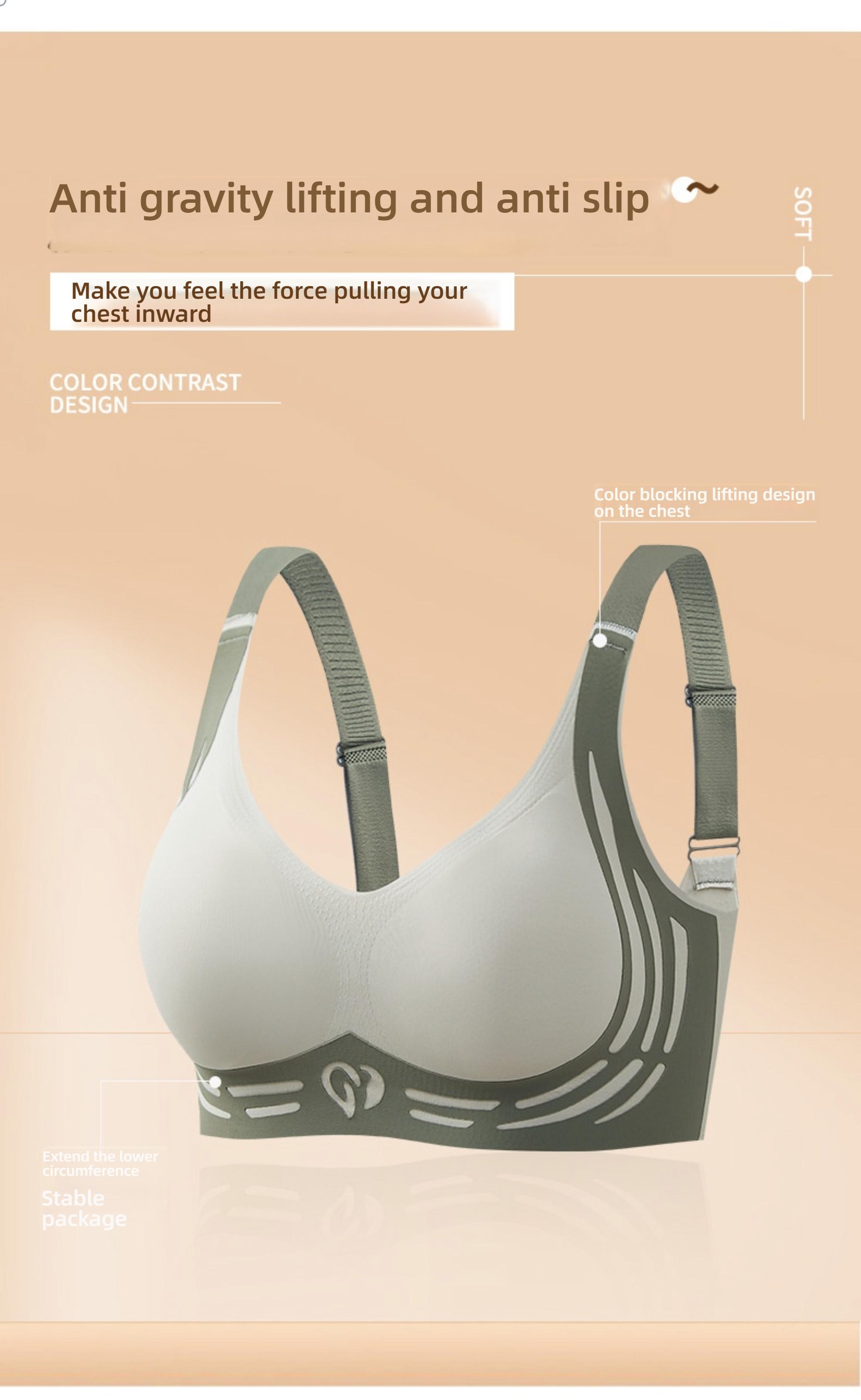 Women's Soft Support Bra, Small Chest Gathered Anti-Drop Running Shockproof Sports Fixed Cup Underwear, Comfortable Everyday Wear