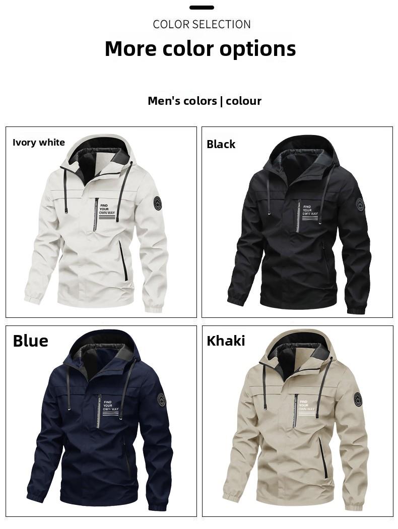 Men's Waterproof Windproof Hooded Outdoor Jacket - New Spring & Autumn Loose-Fit Sports Coat (Couple-Compatible Mountaineering Style)