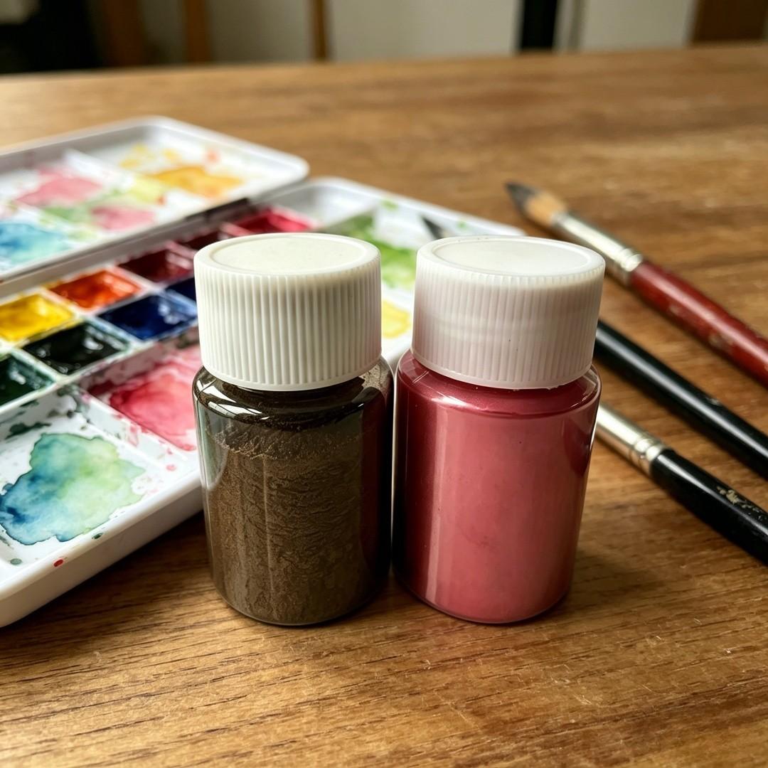 Bronze and Wine Mica Powder Set, Metal Resin, Candle Dye, Soap Clay Nail Art, DIY Craft Kit, 10g Per Bottle, 2 Pieces/set