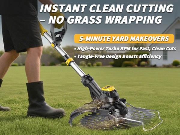 3-in-1 Cordless Lawn Sweeper Weed Eater,  9" Electric Lawn Mower Cordless Bush Trimmer Handheld Hedge Cutter Grass Shrub Trimmer with 6.0Ah Battery & Fast Charger garden yard Multi-Functional Tools Weed Trimmer with Blade Heads Multi-Tool