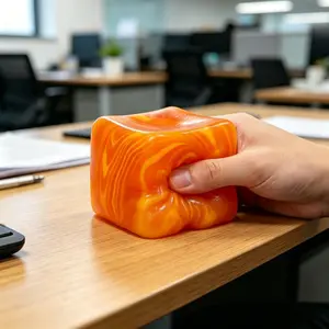Ringed Squishy Toy, Spinning Squeeze Toy for Sensory Play, Soft Stress Relief Fidget Toy Orange