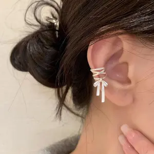 Bow Knot Ear Clip for Women Girl Ribbon Design Ballet Style Sweet Jewelry Gift