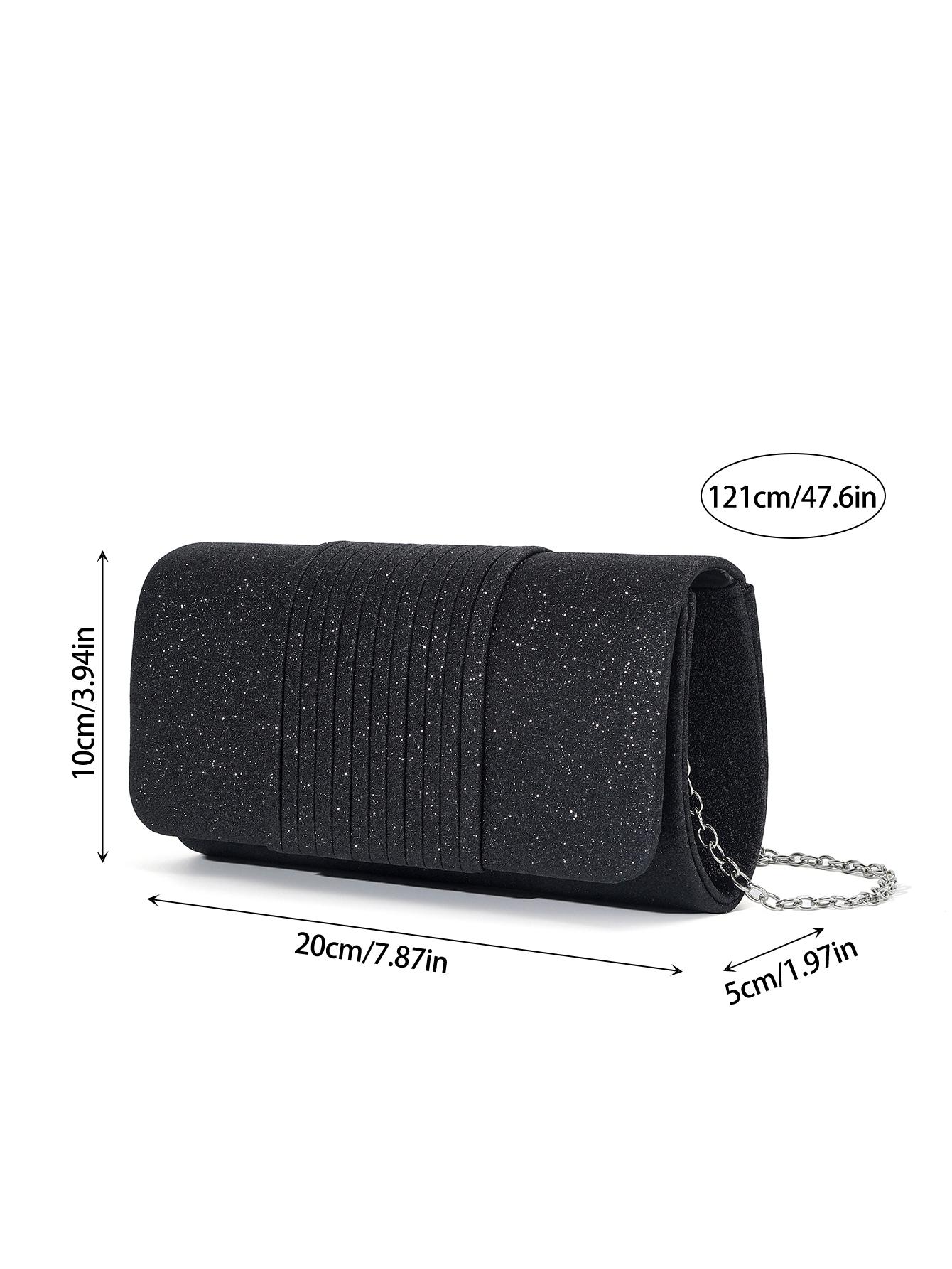 Rhinestone Decor Pleated Clutch Bag, Elegant Handbag for Party and Events, Fashionable Shoulder Crossbody Chain Bag, 1pc