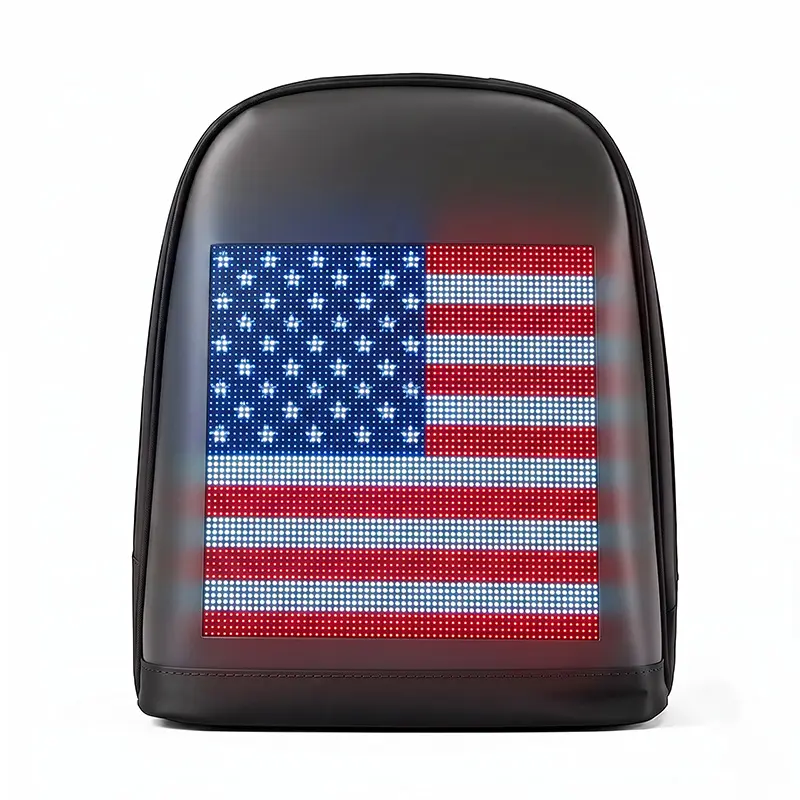 Unisex Korean LED Cyber Pod Geek Black Polyester EDC Backpack - Compact Mini Small (Not Large) Wireless Pixel Screen Daypack with USB Port, Built-in Organizer, DIY Animation, Creative Gift (Power Bank Not Included, Do Not Wash)