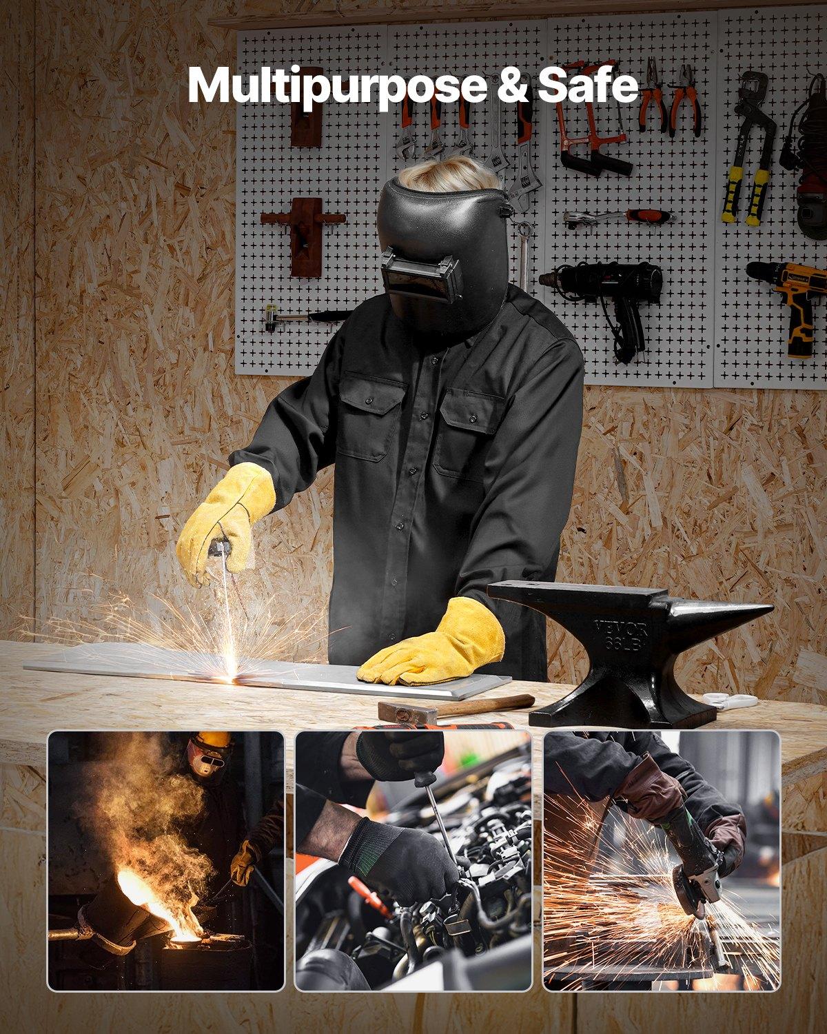 VEVOR Flame Resistant Welding Jacket, 7oz.FR Shirts for Men, Machine Washable Cotton Heat-Resistant Welding Shirt, Meets ATPV 9.2 Cal/cm² Arc Rating - XL Size