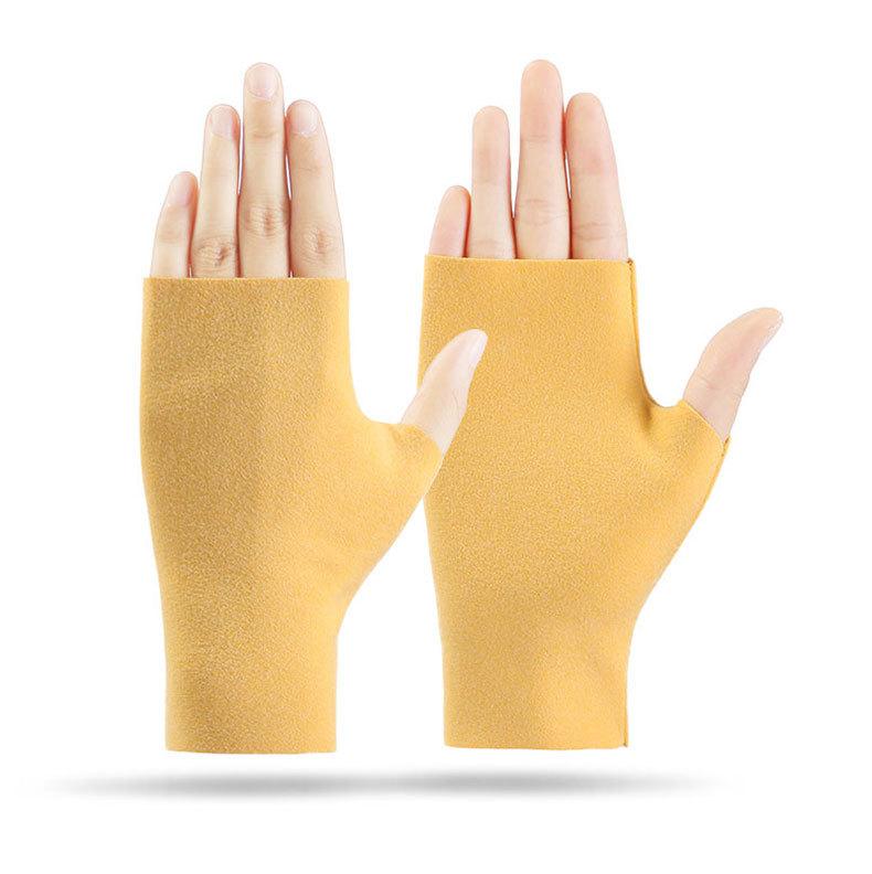 De Rong Half Palm Gloves, Fall Winter Thin Warm Gloves, Unisex Elastic Driving Typing Touch Screen, Student Learning Gloves