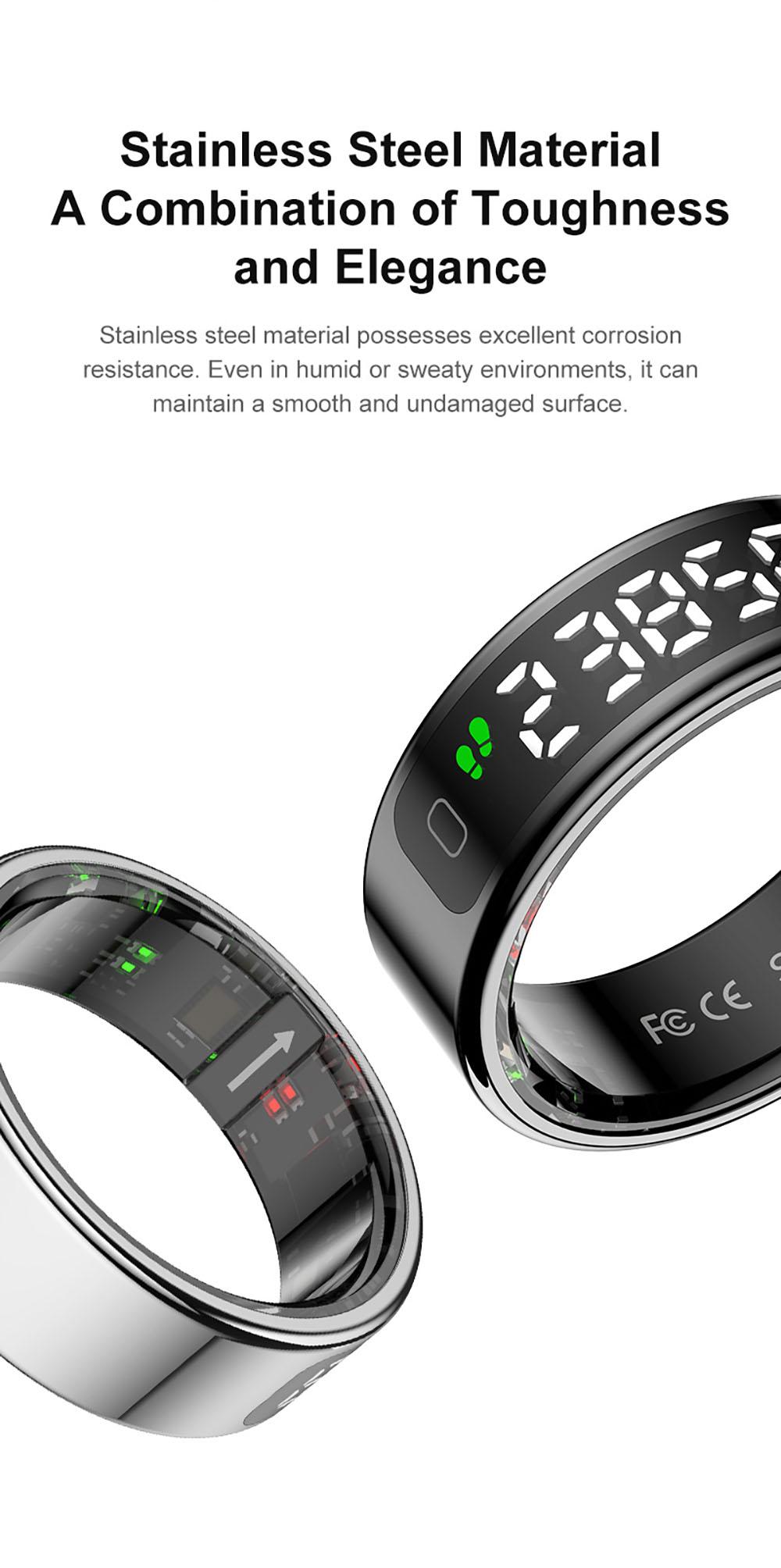 New R11 Smart Ring with Screen and Touch Qring Wireless Charging Health Manager, Heart Rate Monitor, Fitness Wearable, 1atm Waterproof, Fashion Design, Perfect Gift, Wearable Devices