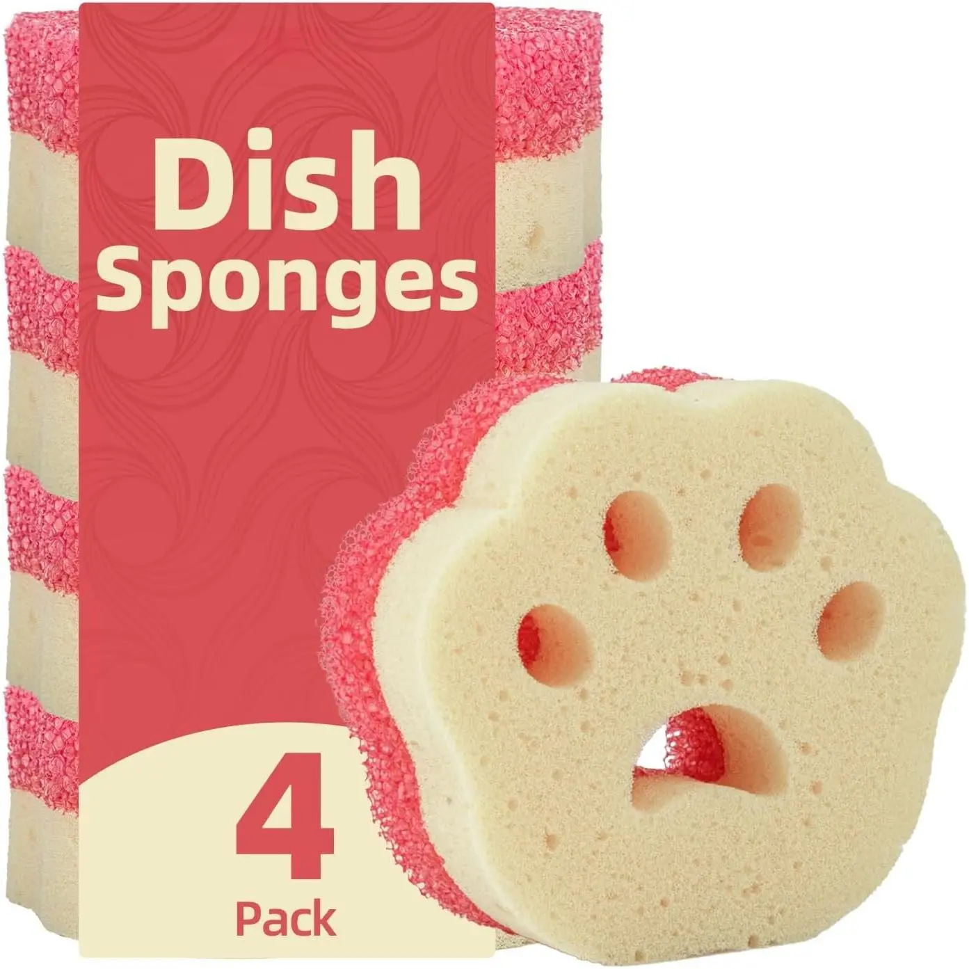 4 count Scrub Sponges, -Sided Temperature-Controlled Dish Sponges | Scratch-Free, Easy to Clean, Kitchen Cleaning Sponges for Tough Stains, Delicate Surfaces, Glassware, Cookware, Appliances