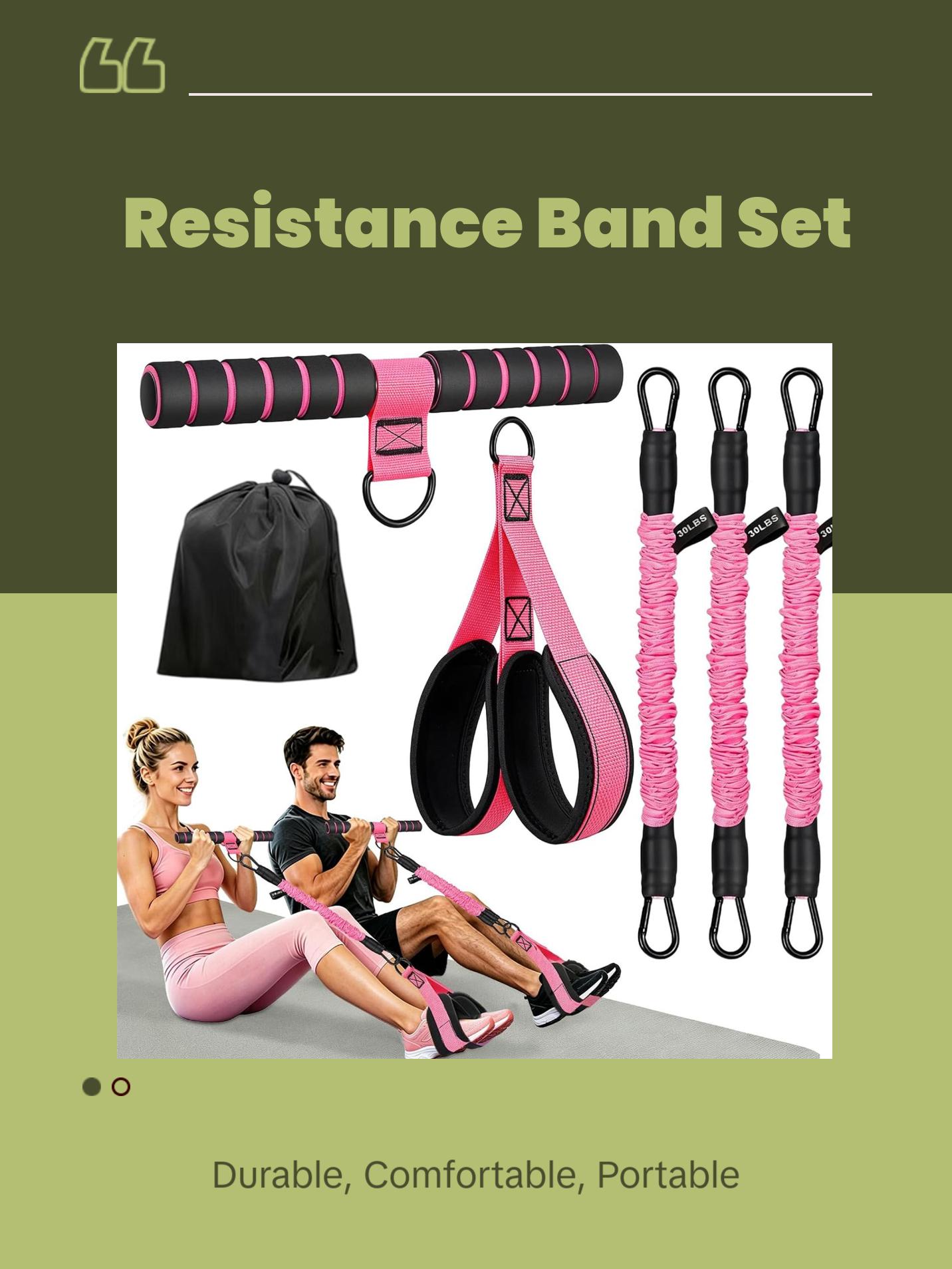 Multi Accessory Resistance Band Set Elastic Pull Bar Foot Straps Storage Bag Complete Family Fitness Tool