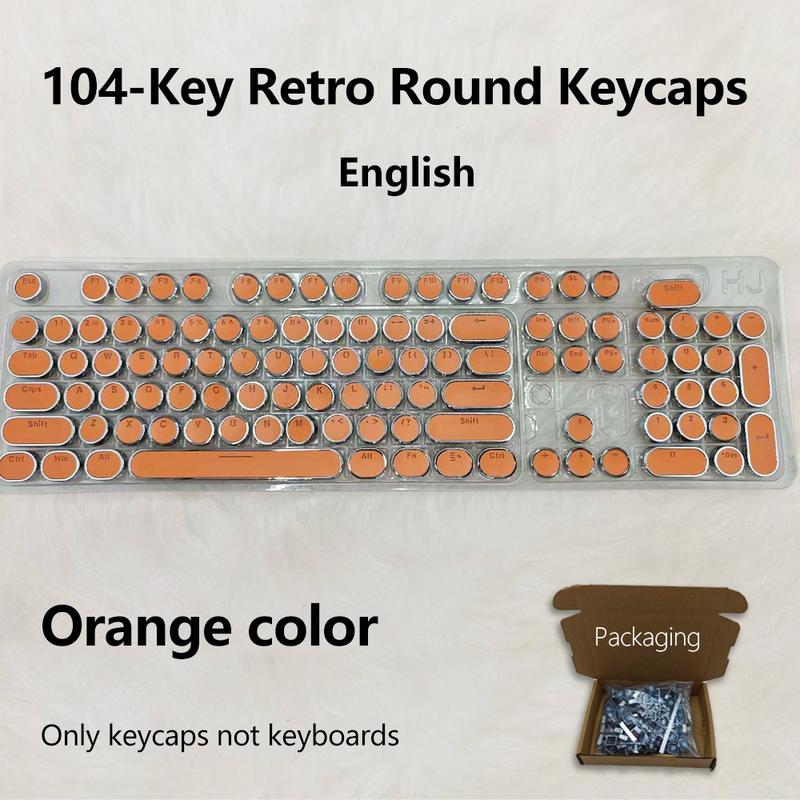 Punk Style Keycaps, Vintage Steam Punk Typewriter Design, Electroplated Surface, Translucent Characters, Compatible with Mx Stems, 6.25u Spacebar Size