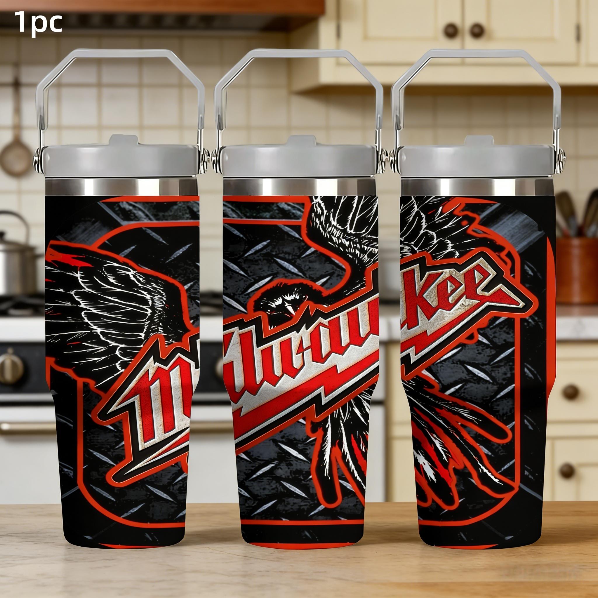 1pc 30oz Stainless Steel Insulated Tumbler – Milwaukee "Eagle Logo" Edition – Industrial-Style Water Bottle with Handle and Straw – Ideal for Outdoors, Sports, and Indoor Use – Birthday/Holiday Gift – High-Capacity Flask