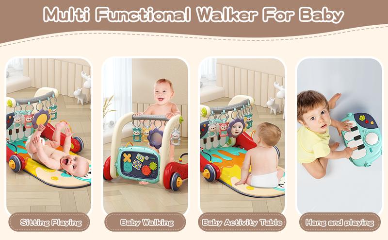 Baby Play Mat Baby Gym,Play Piano Tummy Time, Floor Activity Center,Baby Seat,Infant Baby Walker - Toddler Push Walker, Boy & Girl Gifts for Newborn Baby Toddler Sensory Cute