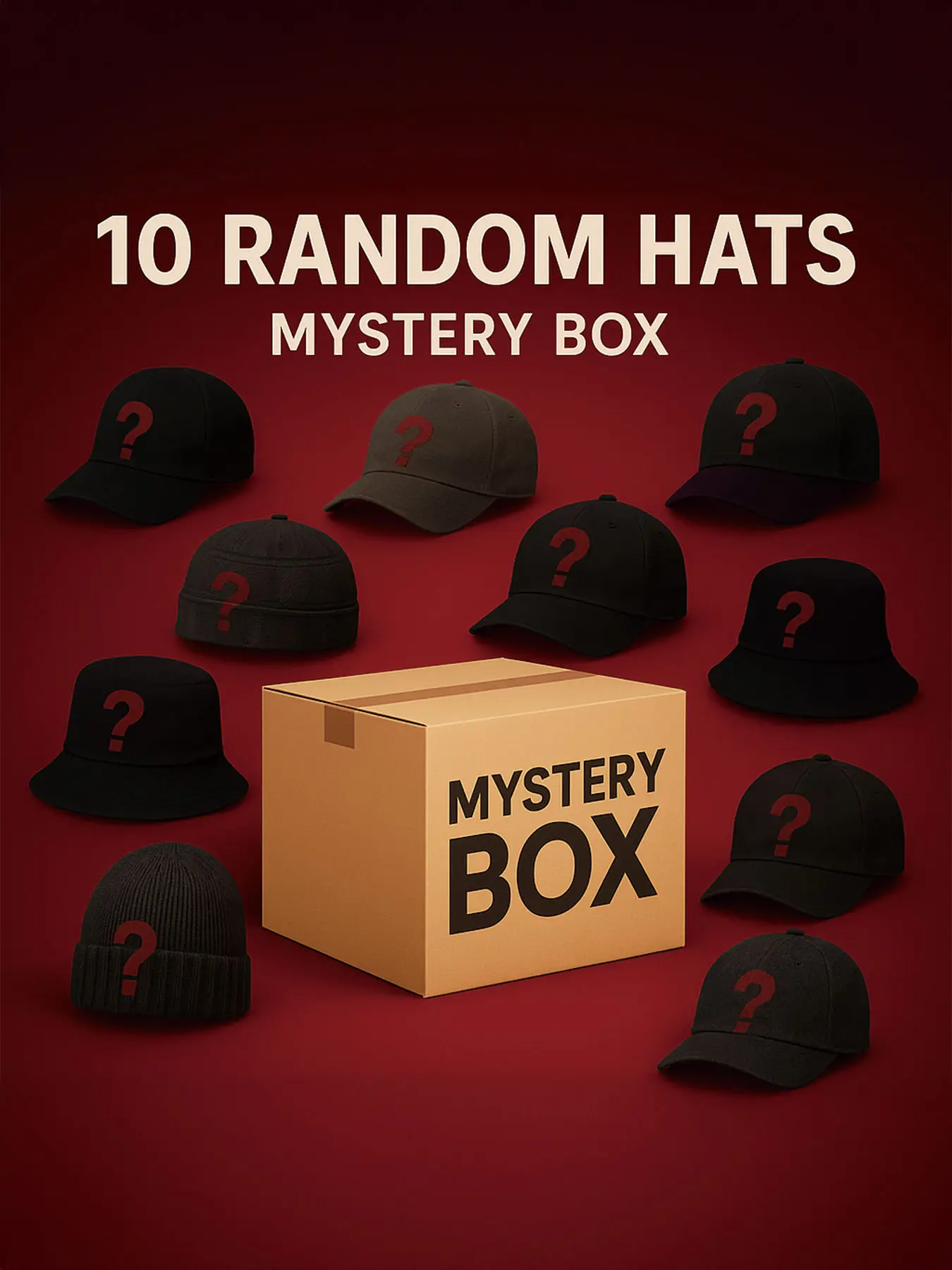 10 styles of random unboxing blind box fashion hats — a surprise gift and great choice for street stalls, featuring low price and high-quality printed designs, suitable for both men and women.