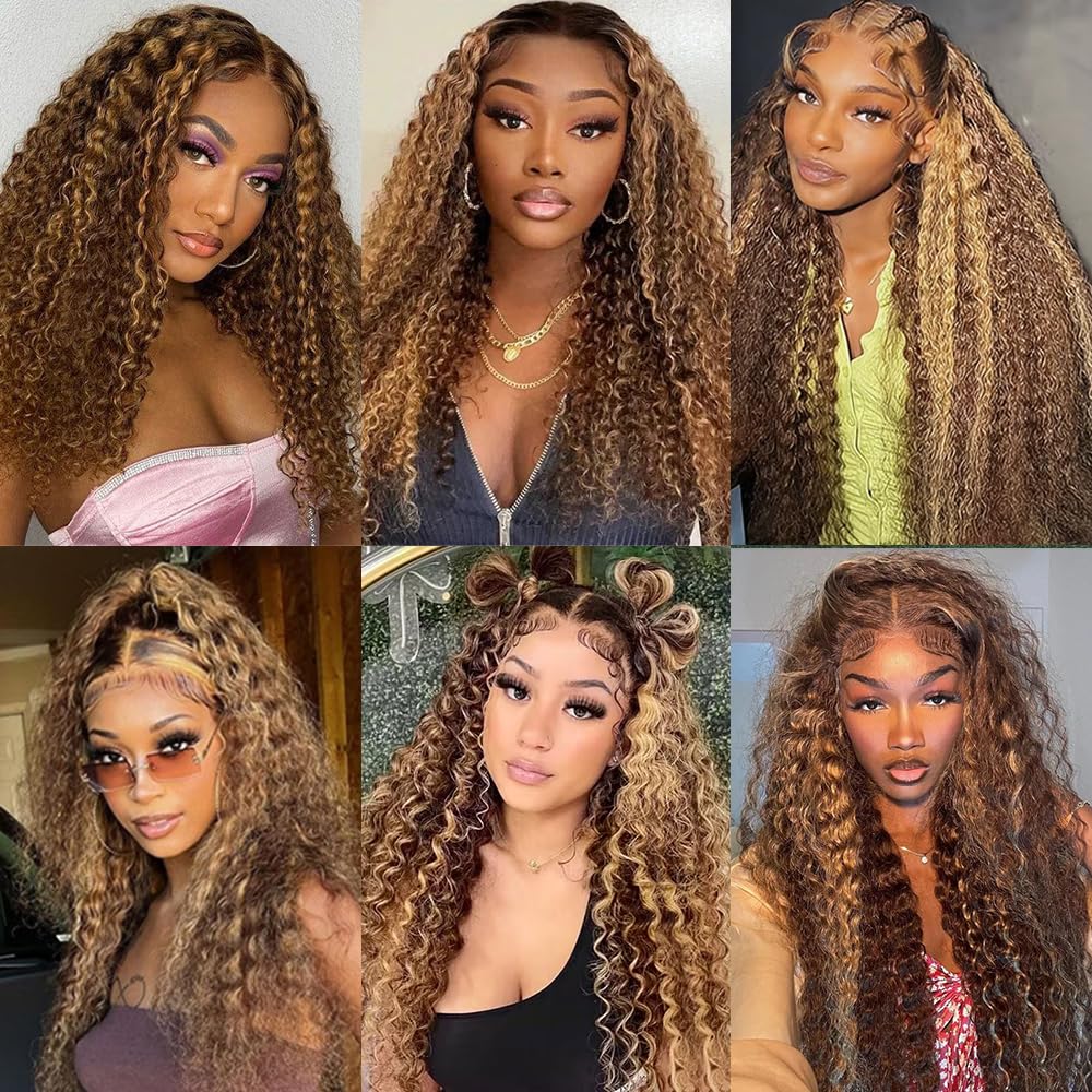 QUANDIAN 13x6 Balayage Highlight Lace Front Wig Human Hair 13x6 HD Lace Front Wigs Human Hair Body Wave Wig 200% Density FB/27 Ombre Wig Springtok