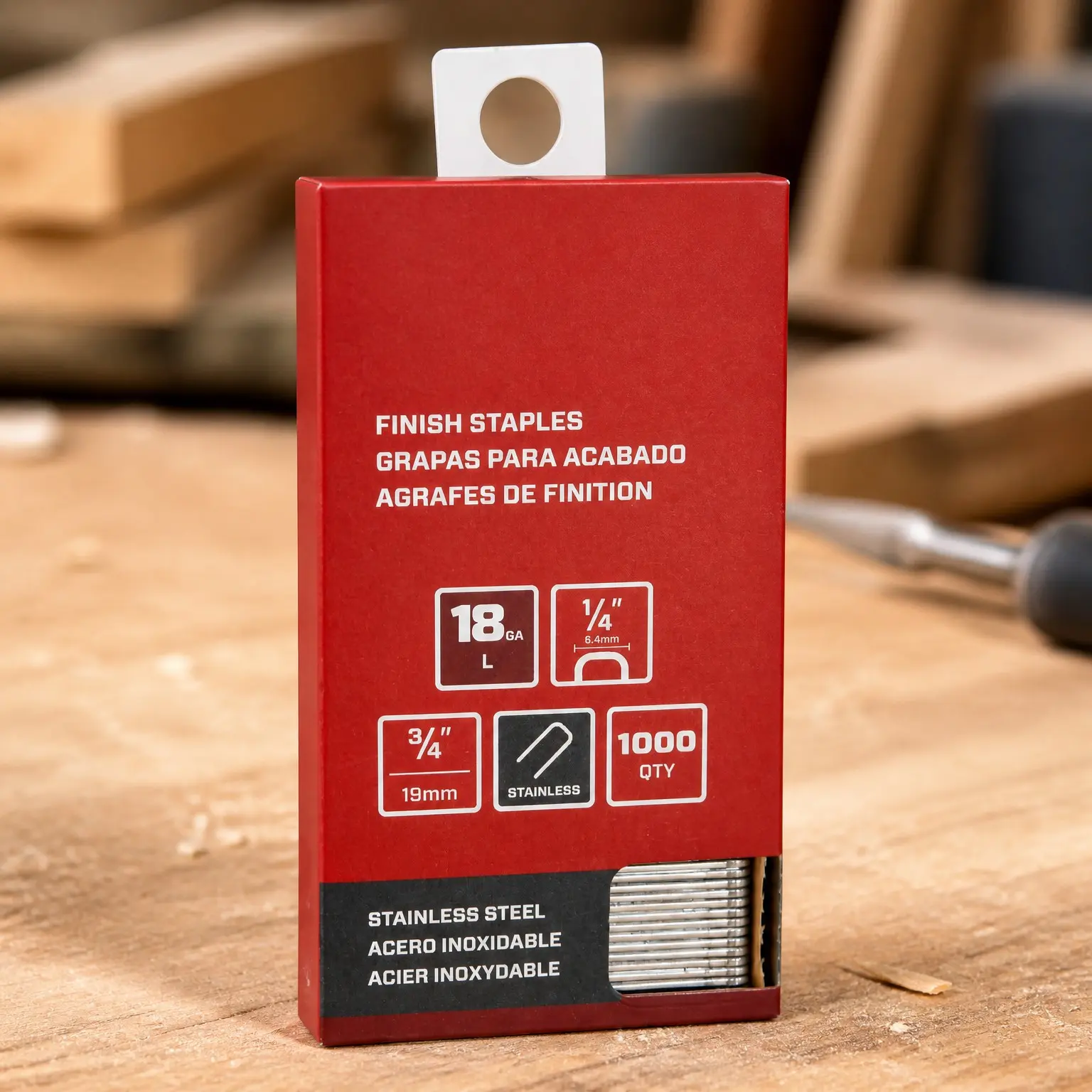 Collated Medium Wire Staples, Stainless Steel, 18 Gauge, 1,000 Count Box