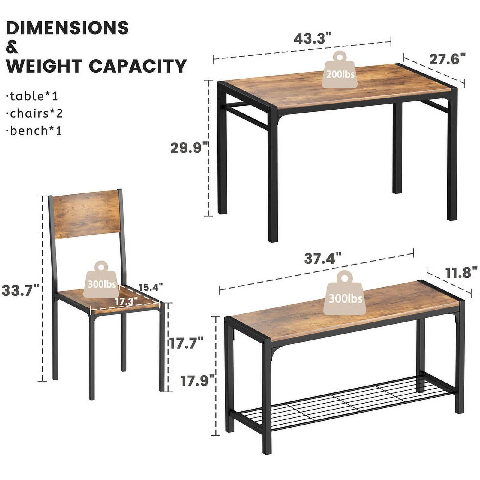 FURMAX Dining Set Table and Chair Set for 4 with Bench Modern Indoor Outdoor Kitchen Living Room Furniture Garden Desk Set Wood Metal Waterproof Desk Chair Set FURMAX Dining Set Table and Chair Set for 4 with Bench Modern Indoor Outdoor Kitchen Living Room Furniture Garden Desk Set Wood Metal Waterproof Desk Chair Set