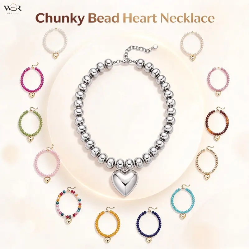 Unisex Adjustable Faceted Stone Beaded Choker Necklace - 43cm+5cm Extender, Gold 3D Heart Charm, 20+ Colors, Bohemian Stackable Costume Jewelry, Amber, Boho, Modern Boho, Themed Beadwork, Resin Chain for Casual/Festival Styling, Amber Necklace