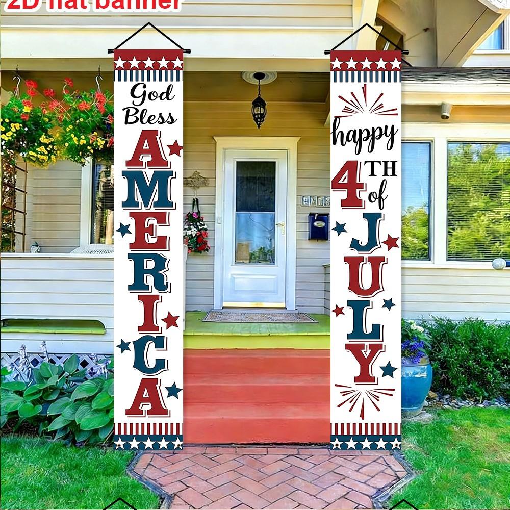 Independence Day Banner Set, Polyester Party Decoration Flags, Outdoor Banners, 180cm X 30cm, July 4th Porch Hanging Decorations, Home Celebration, Wall Decor Banner