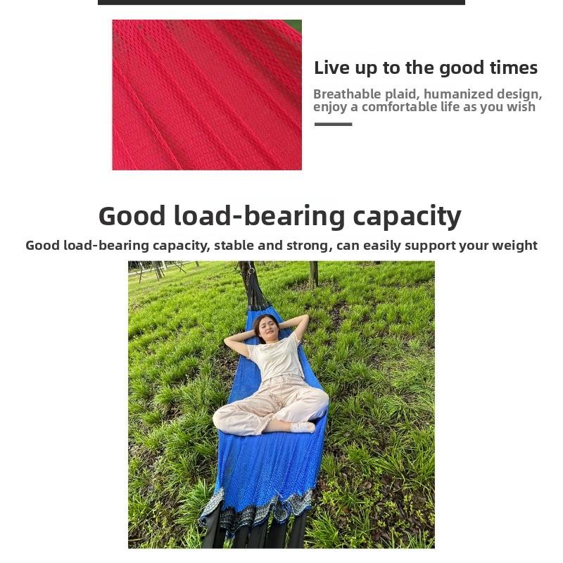 Camping Hammock Outdoor Ice Silk Mesh Swing Bend Stick Anti-rollover Camping Travel Supplies Outdoor Hammock