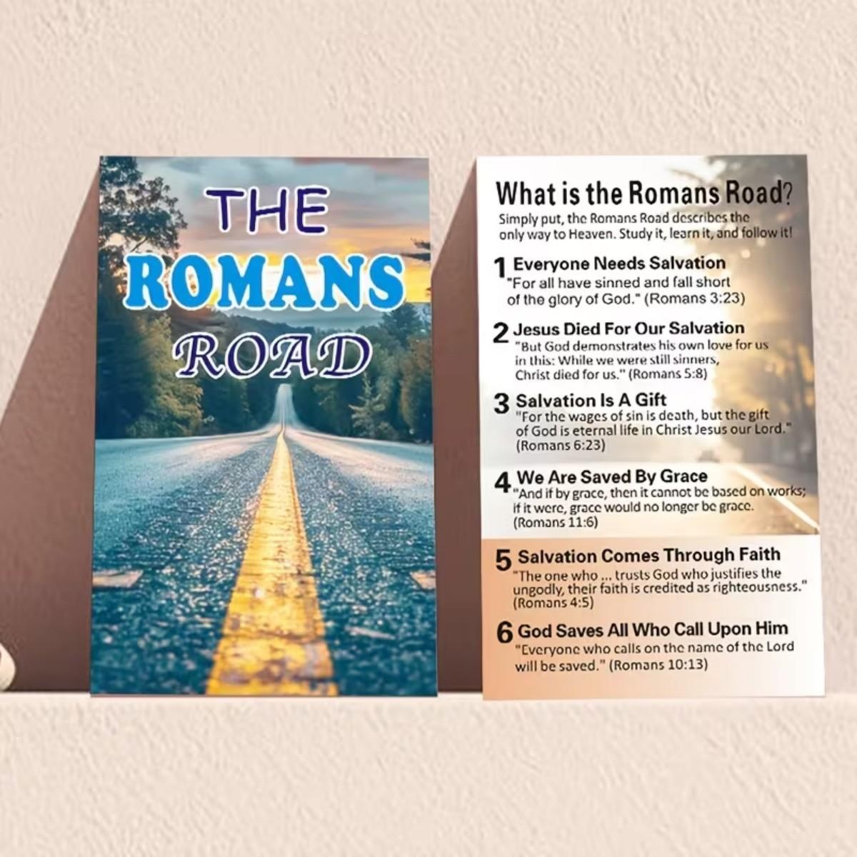 100 Gospel Tracts, Salvation Cards, Pocket Prayer Postcards, Christian Inspirational Bible Verse Gifts(Matte Finish — The Roman Road)Suitable for Wallet Plans, Bookmarks, And Outreach to Christian Youth of gift。