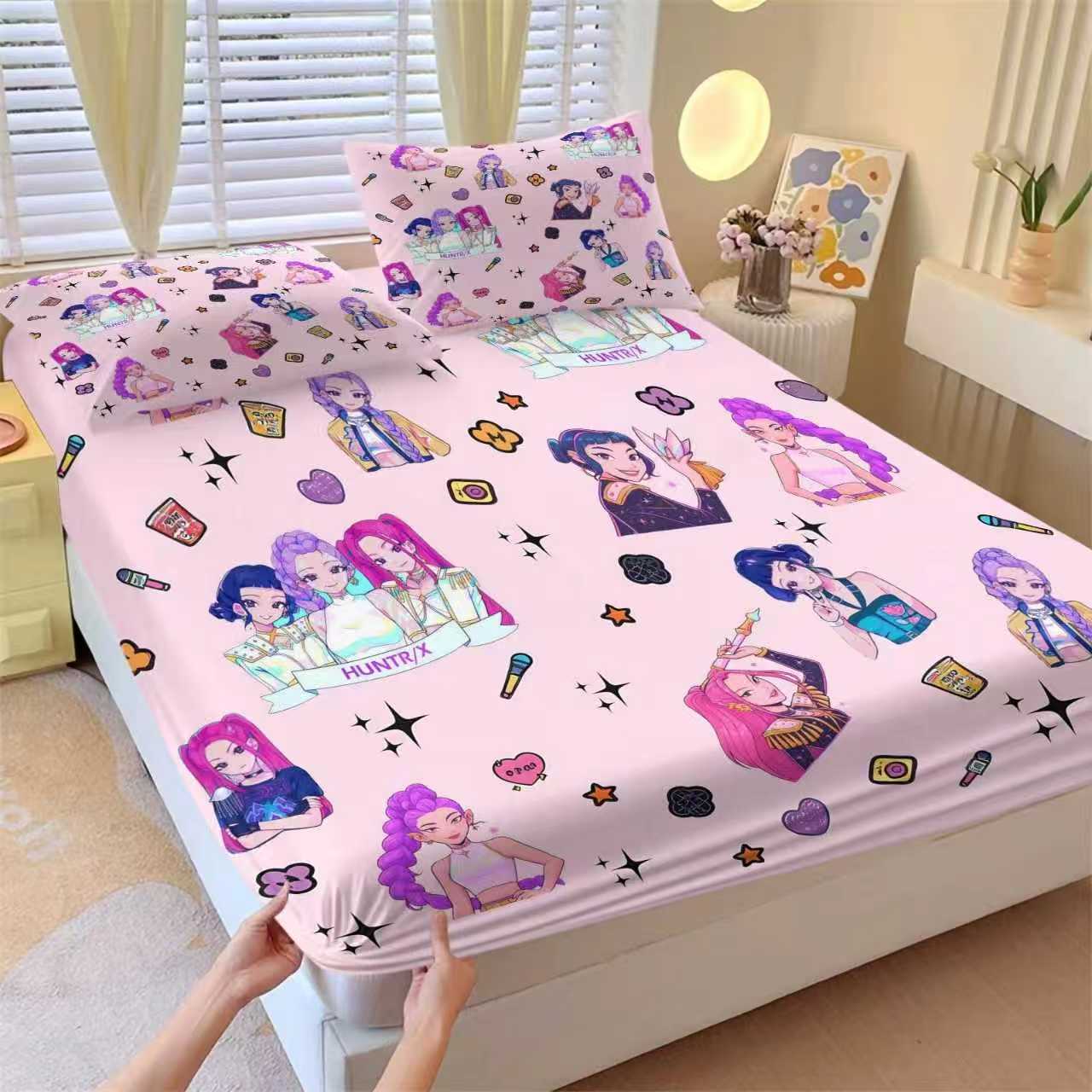 Geometric Pattern Bedding Set, 3 Counts/set Including 1 Count Fitted Sheet & 2 Counts Pillowcase without Filler, Soft Comfortable Bedding Set for Home Bedroom, Bedsheet Sets, Bed Sheets Set