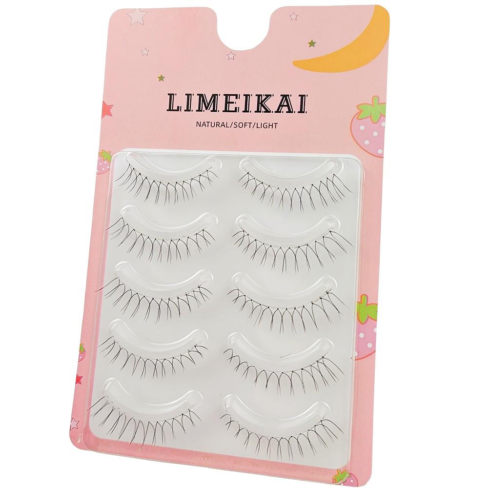 5 Pairs U-Shape 12 Columns Korean Thin False Lashes, Cosmetic, Transparent and Stunning Look, Lightweight Design for Natural Beauty Enhancement