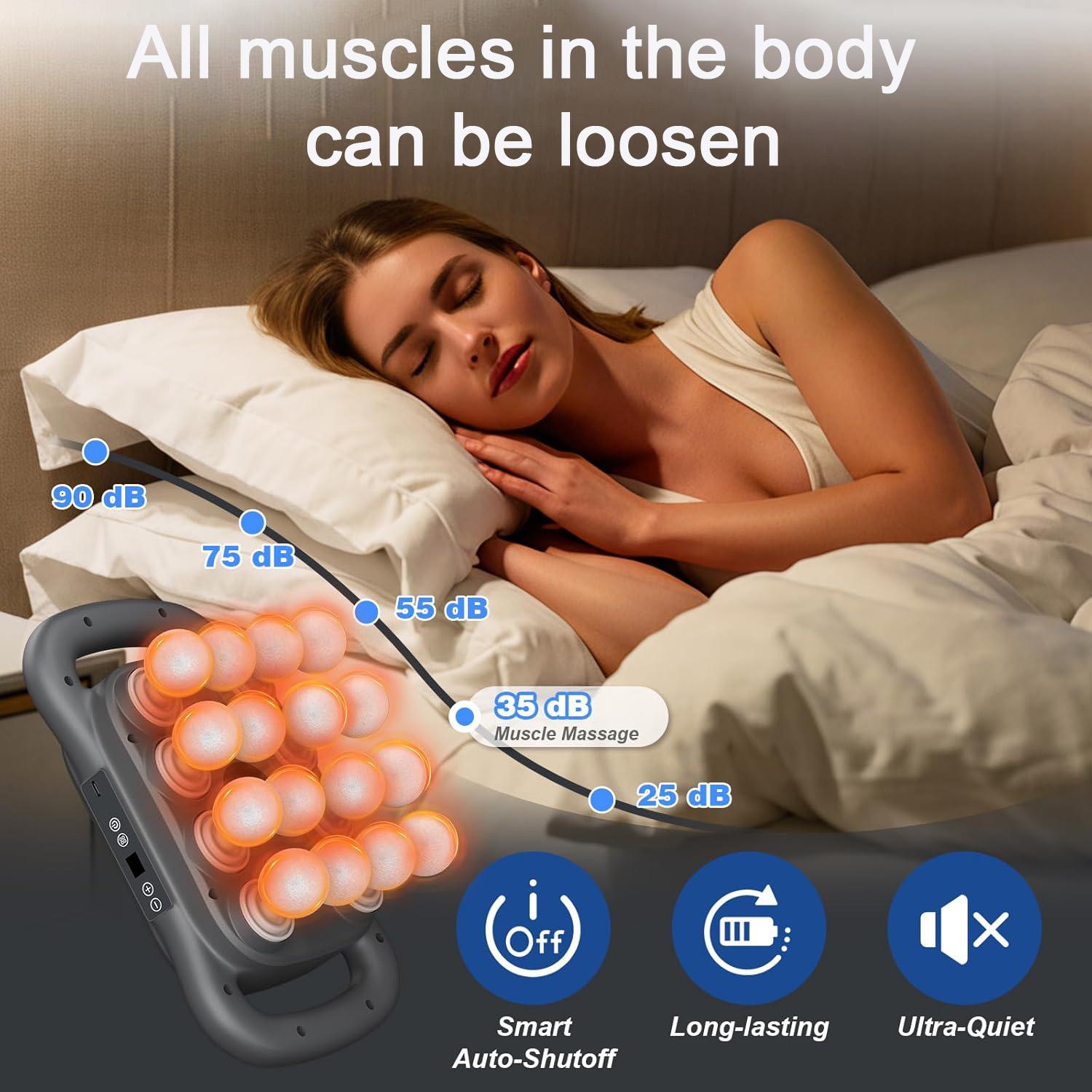 16-Head Deep Tissue Massage Gun Set with 9 Modes & Intensity Levels, Quiet Percussion Muscle Massager for Back/Shoulders/Legs, Portable Rechargeable Massager for Athletes/Office Workers, Usb Rechargeable Massagers